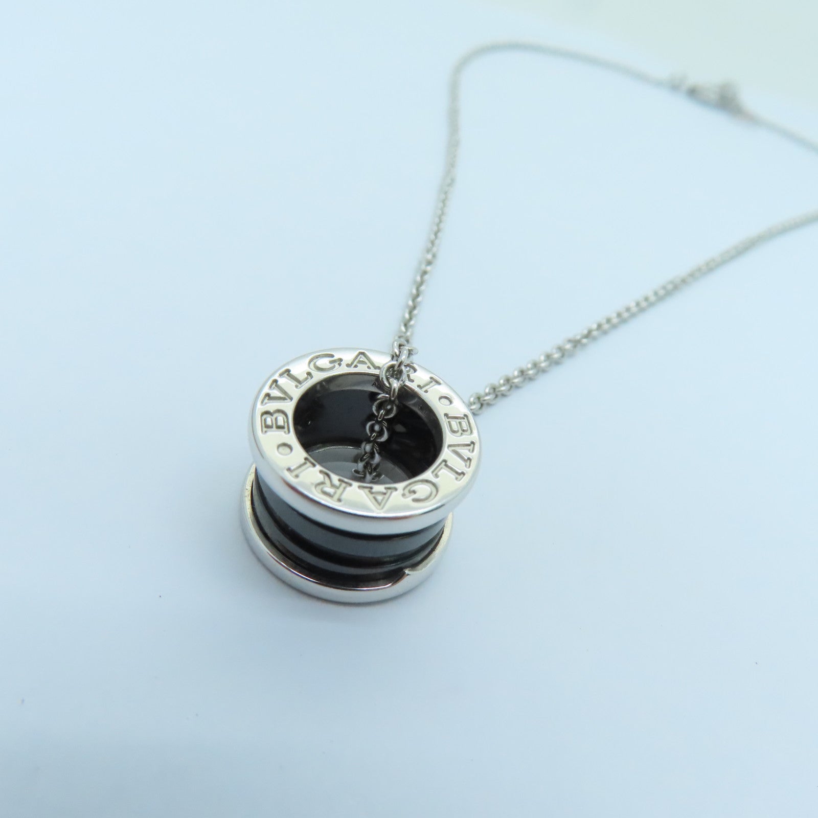 BVLGARI 925純銀B.Zero Necklace銀扣項鍊黑色