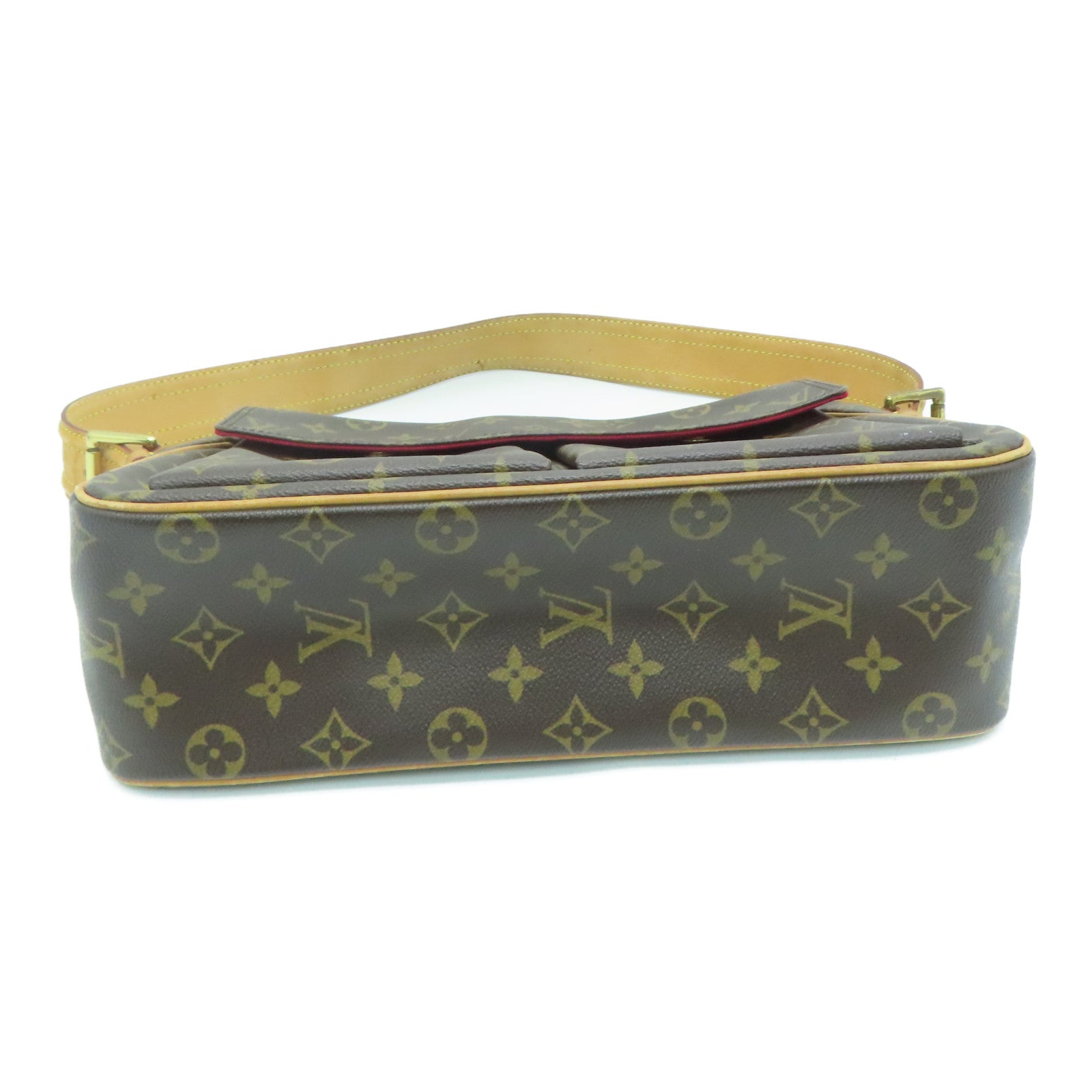 LOUIS VUITTON Monogram Viva Cite GM Gold Buckle Hand Bag / Shoulder Bag Brown