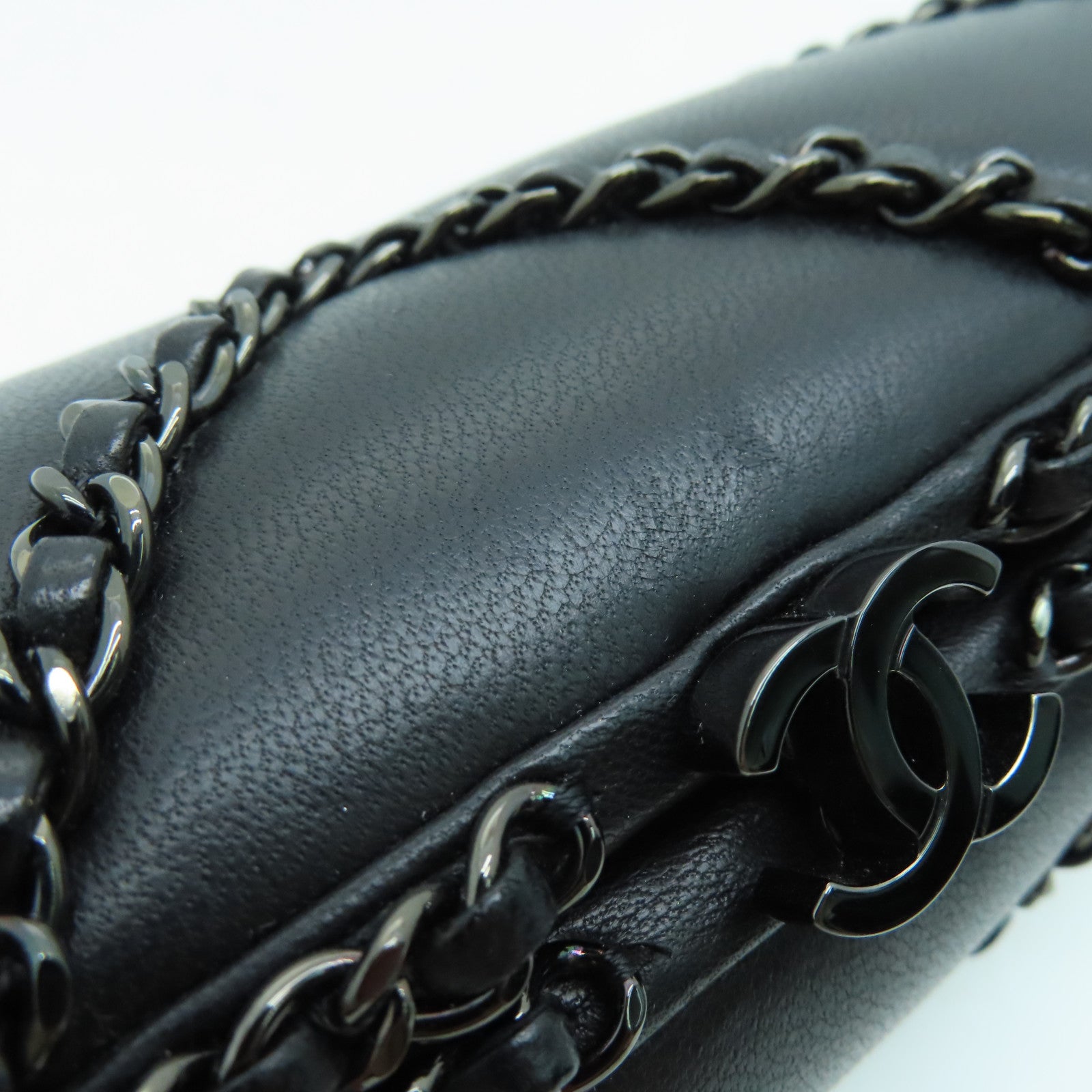 CHANEL twill sheepskin leather Chain Shoulder chain shoulder bag black