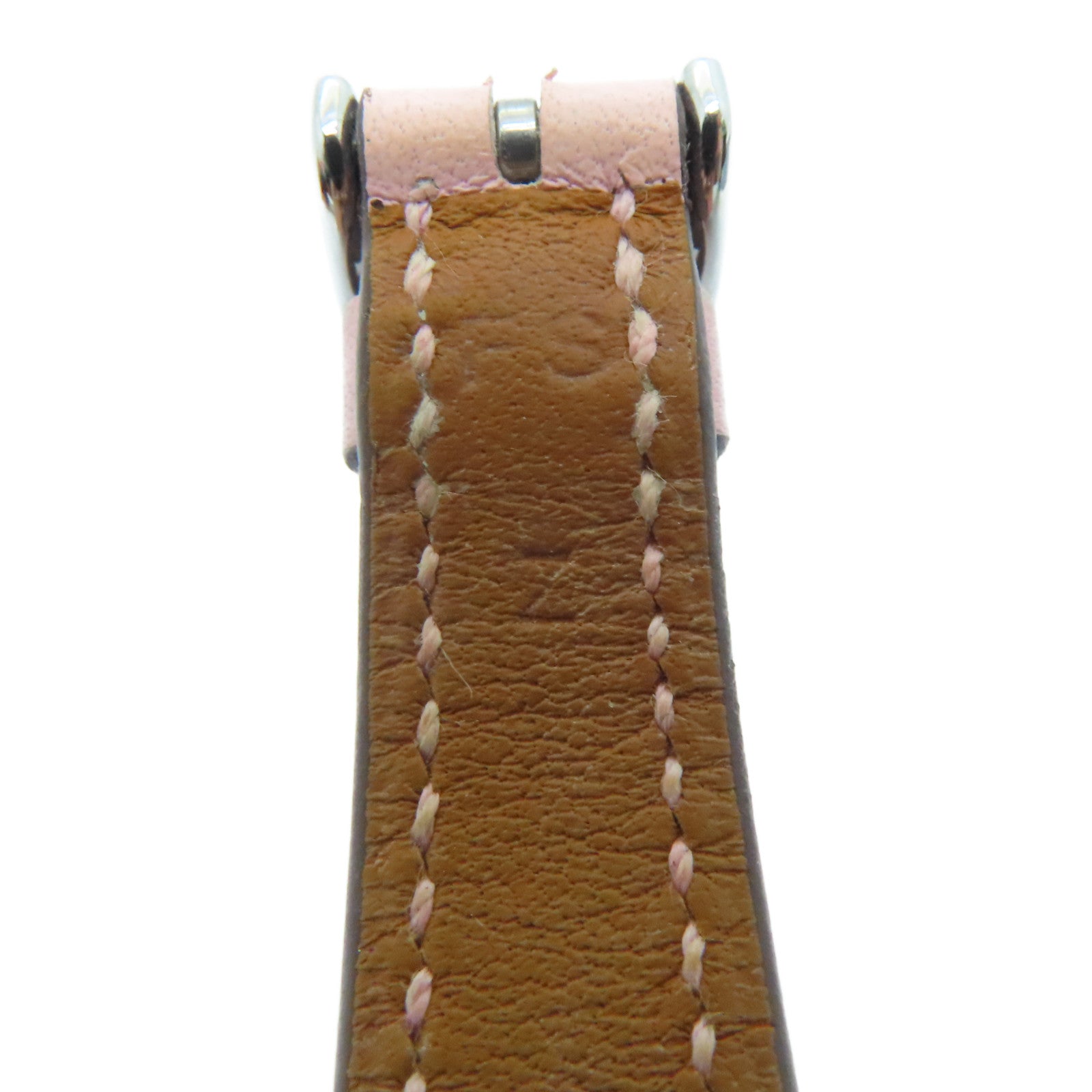 HERMES H watch stainless steel / leather band watch quartz movement white
