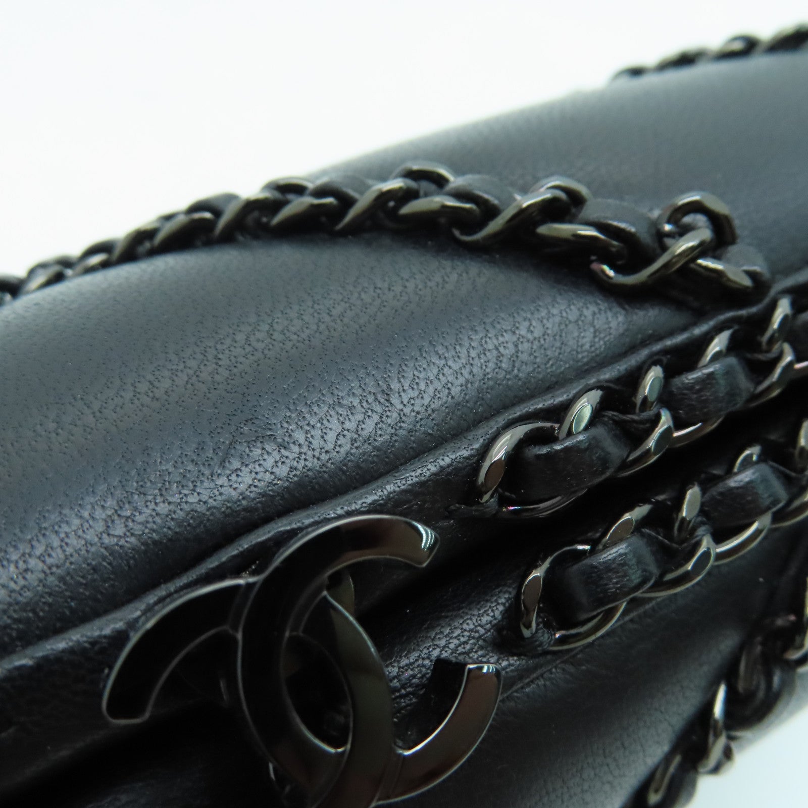 CHANEL twill sheepskin leather Chain Shoulder chain shoulder bag black