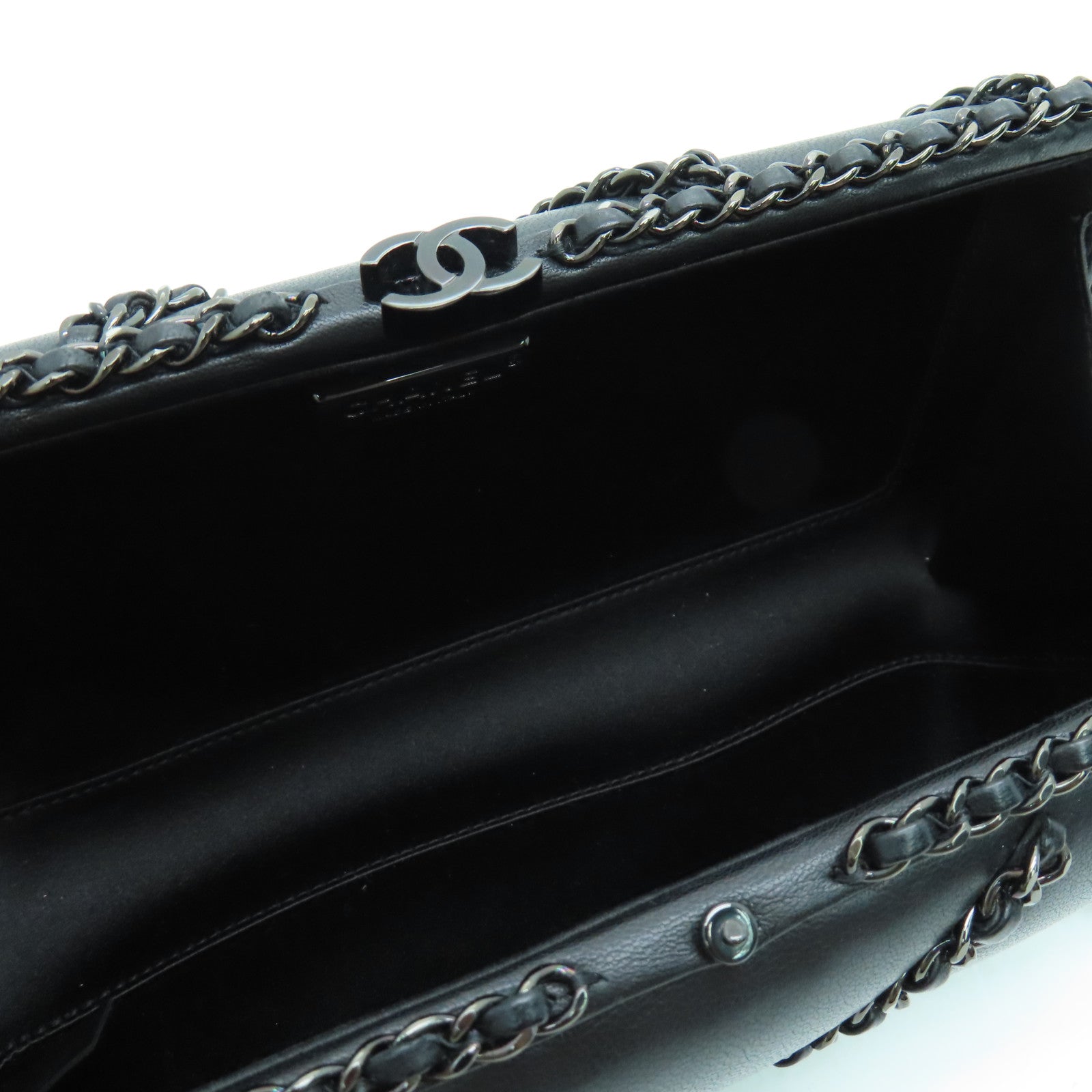 CHANEL twill sheepskin leather Chain Shoulder chain shoulder bag black