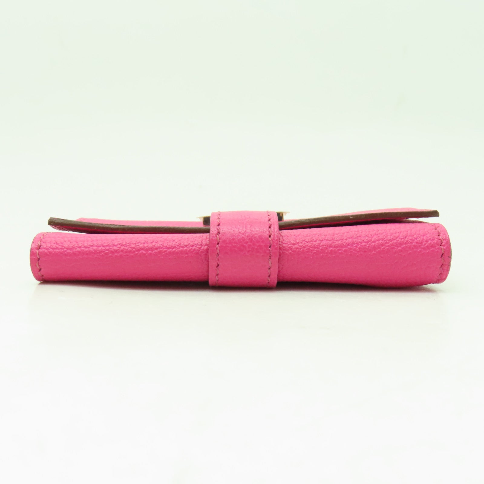 HERMES Chevre皮革Bearn Key Case銀扣鑰匙套粉紅色