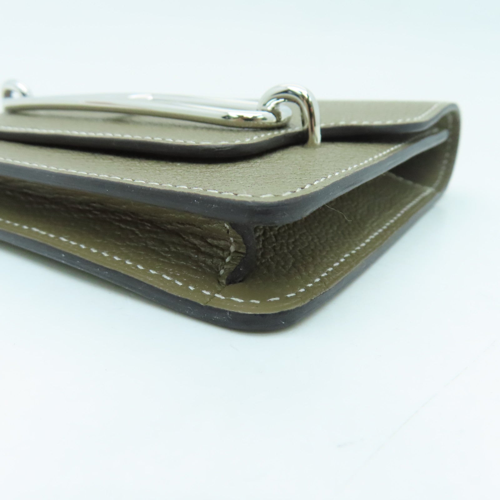 HERMES 【激減優惠】Chevre皮革Roulis Slim銀扣錢包大象灰