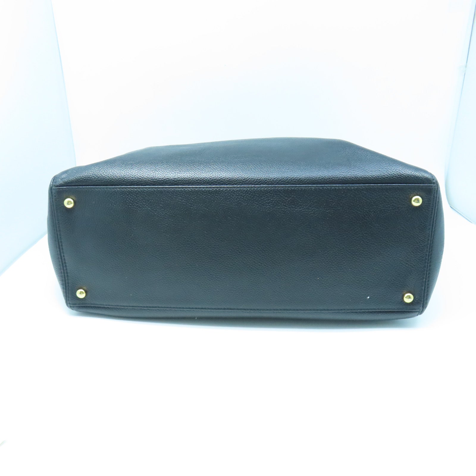 CHANEL Caviar Leather 2 Way Shoulder Gold Buckle Handle Shoulder Bag Black