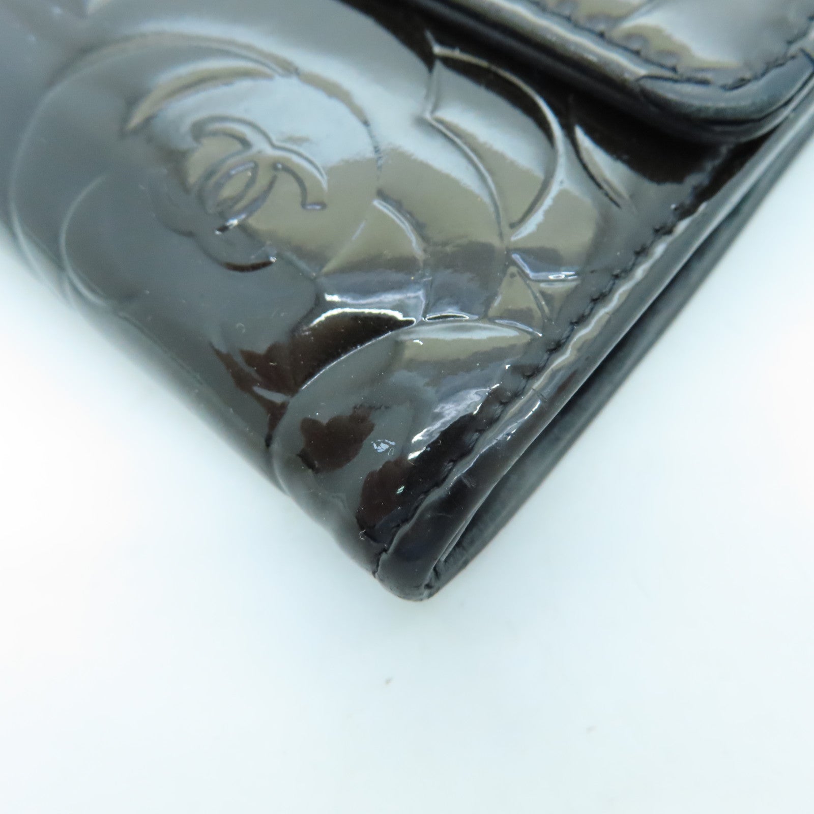 CHANEL 漆皮皮革Long Wallet銀扣長錢包棕色