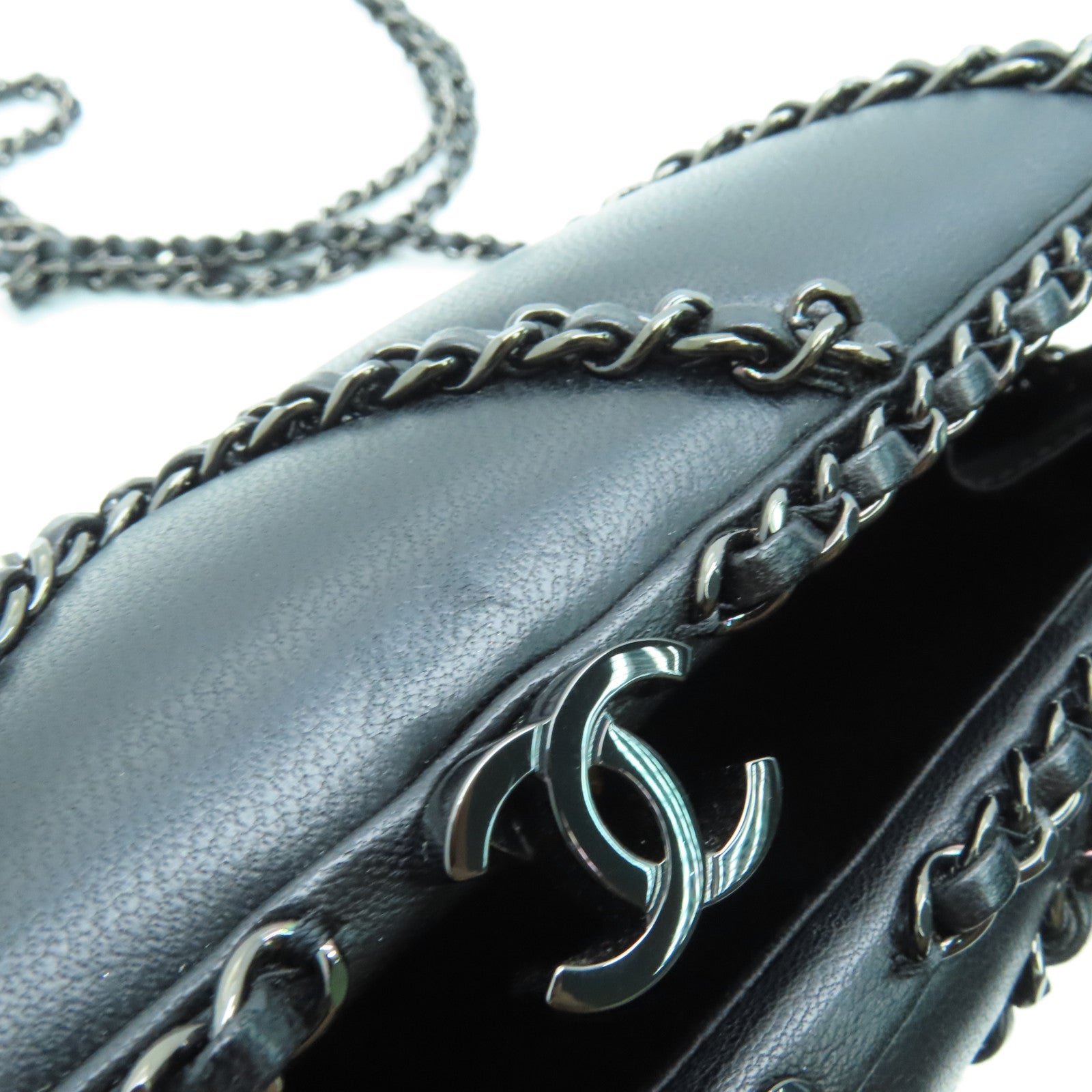 CHANEL twill sheepskin leather Chain Shoulder chain shoulder bag black