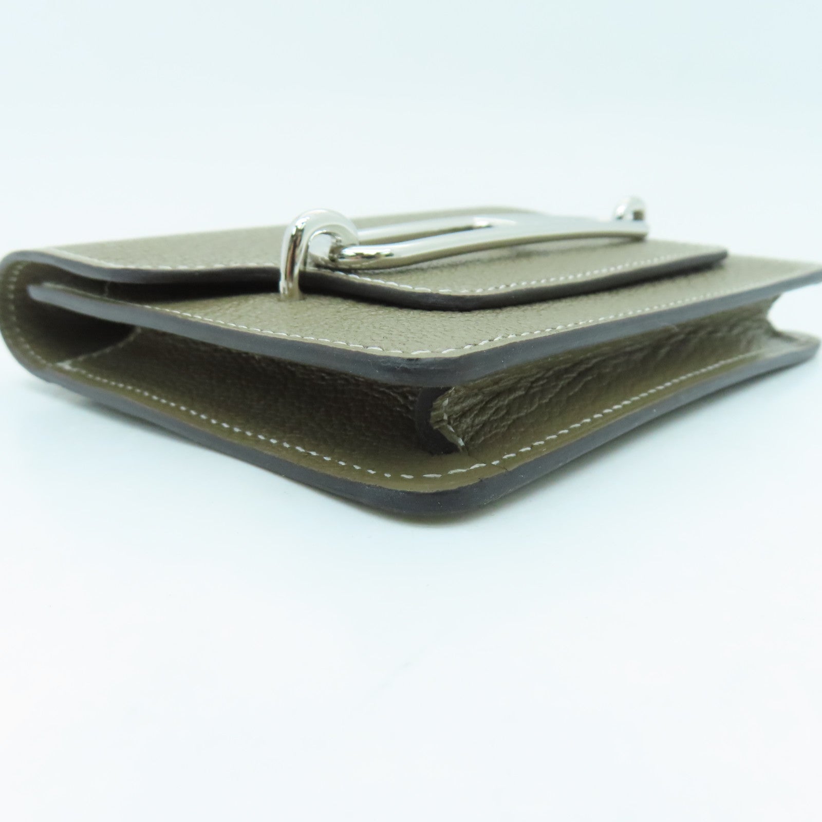 HERMES 【激減優惠】Chevre皮革Roulis Slim銀扣錢包大象灰