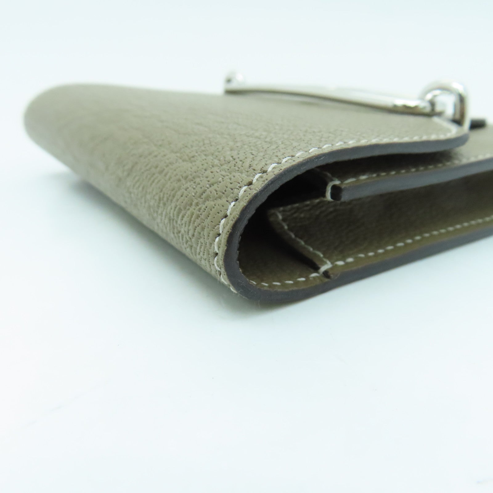 HERMES 【激減優惠】Chevre皮革Roulis Slim銀扣錢包大象灰