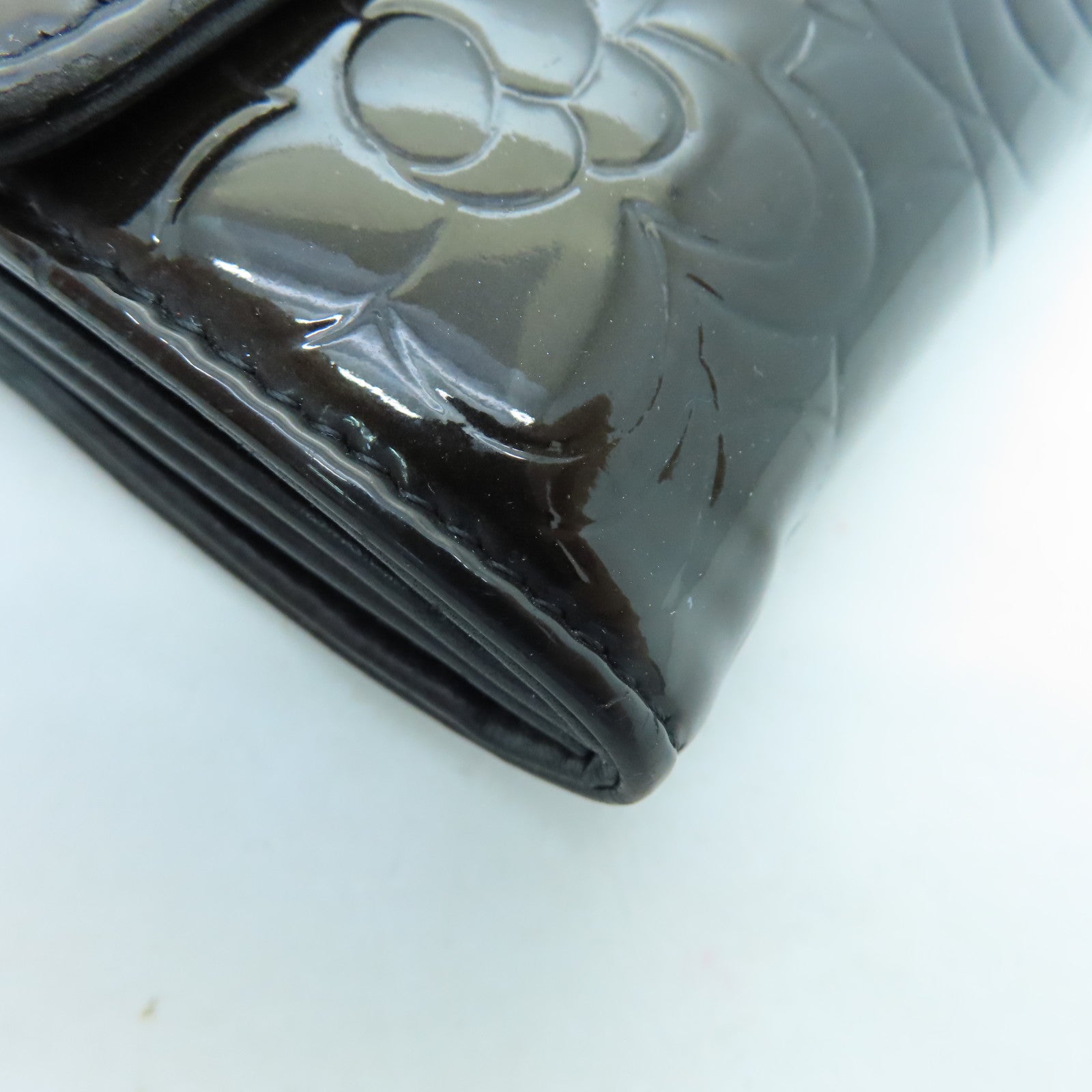 CHANEL 漆皮皮革Long Wallet銀扣長錢包棕色