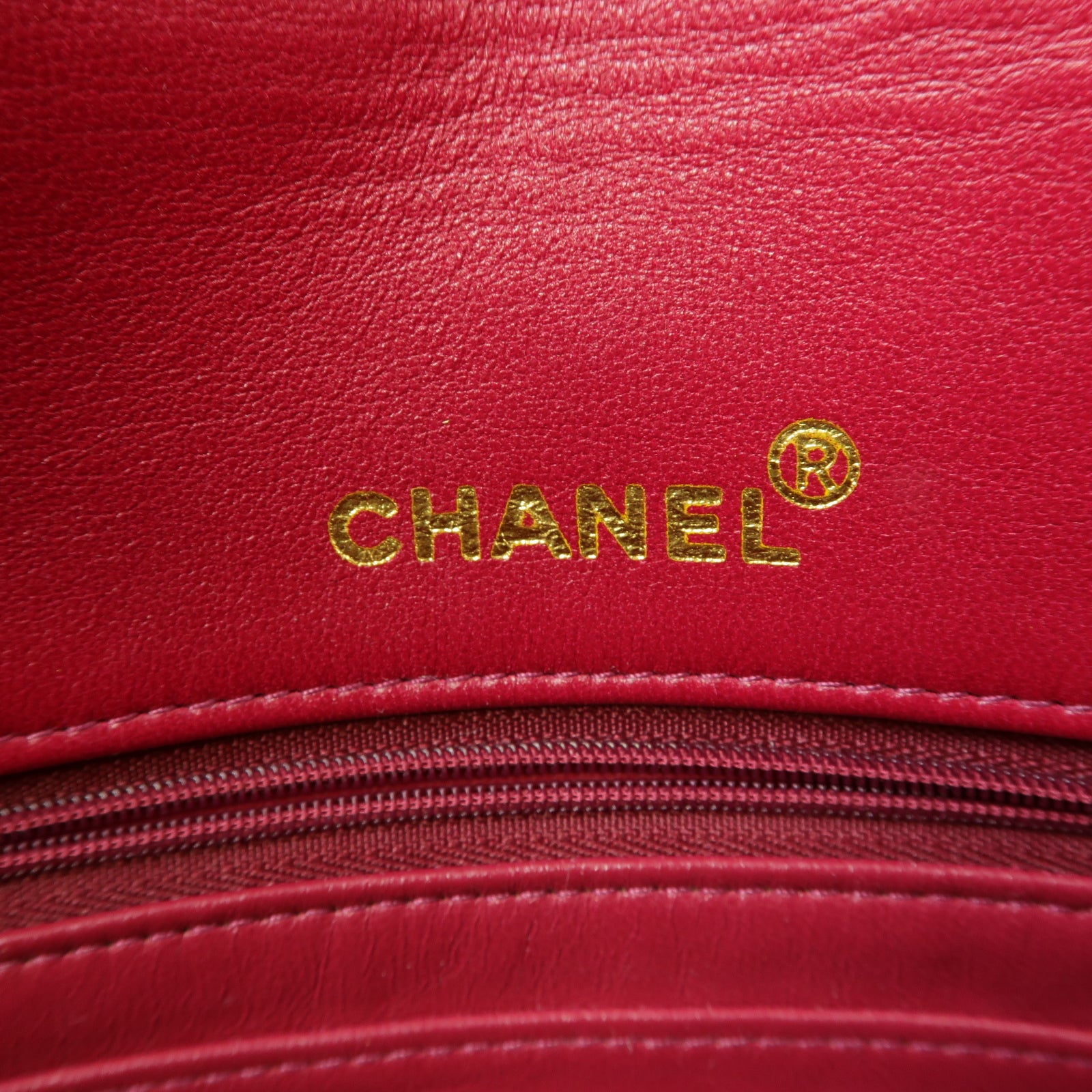 CHANEL 菱格羊皮皮革Shoulder Bag金扣肩背袋紅色