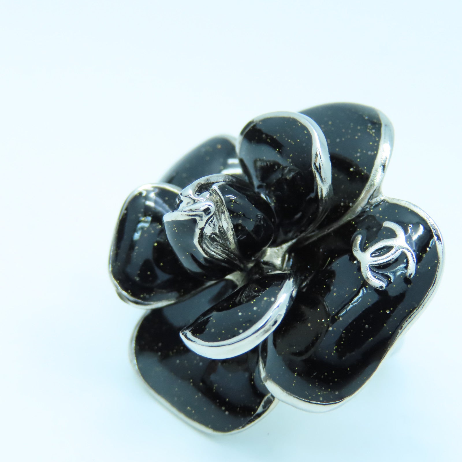 CHANEL 金属Metal Ring戒指黑色银色US#6.75