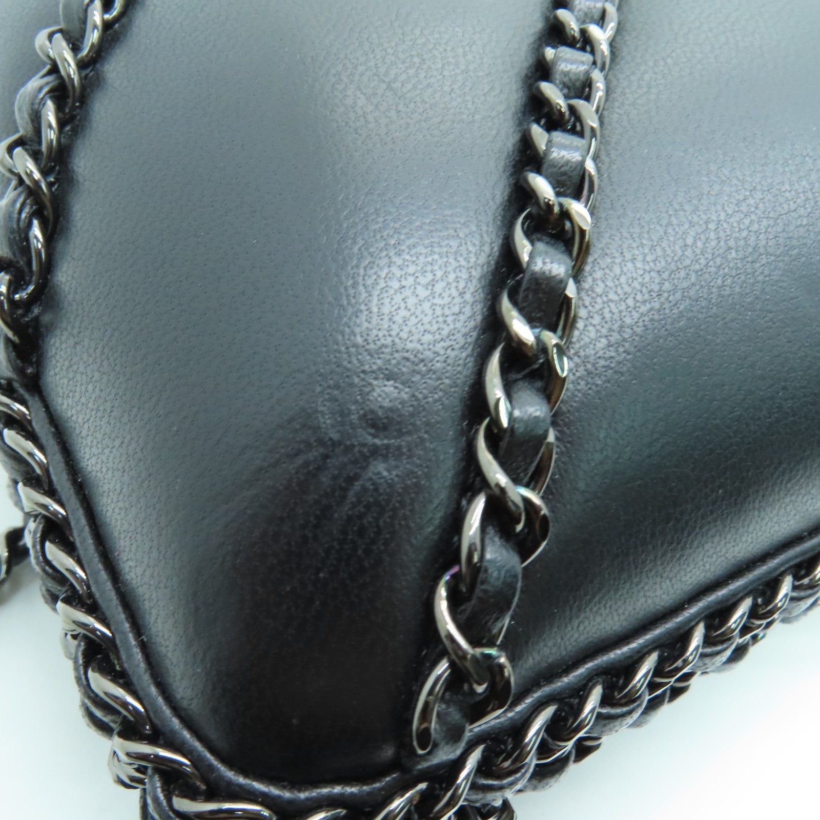CHANEL twill sheepskin leather Chain Shoulder chain shoulder bag black