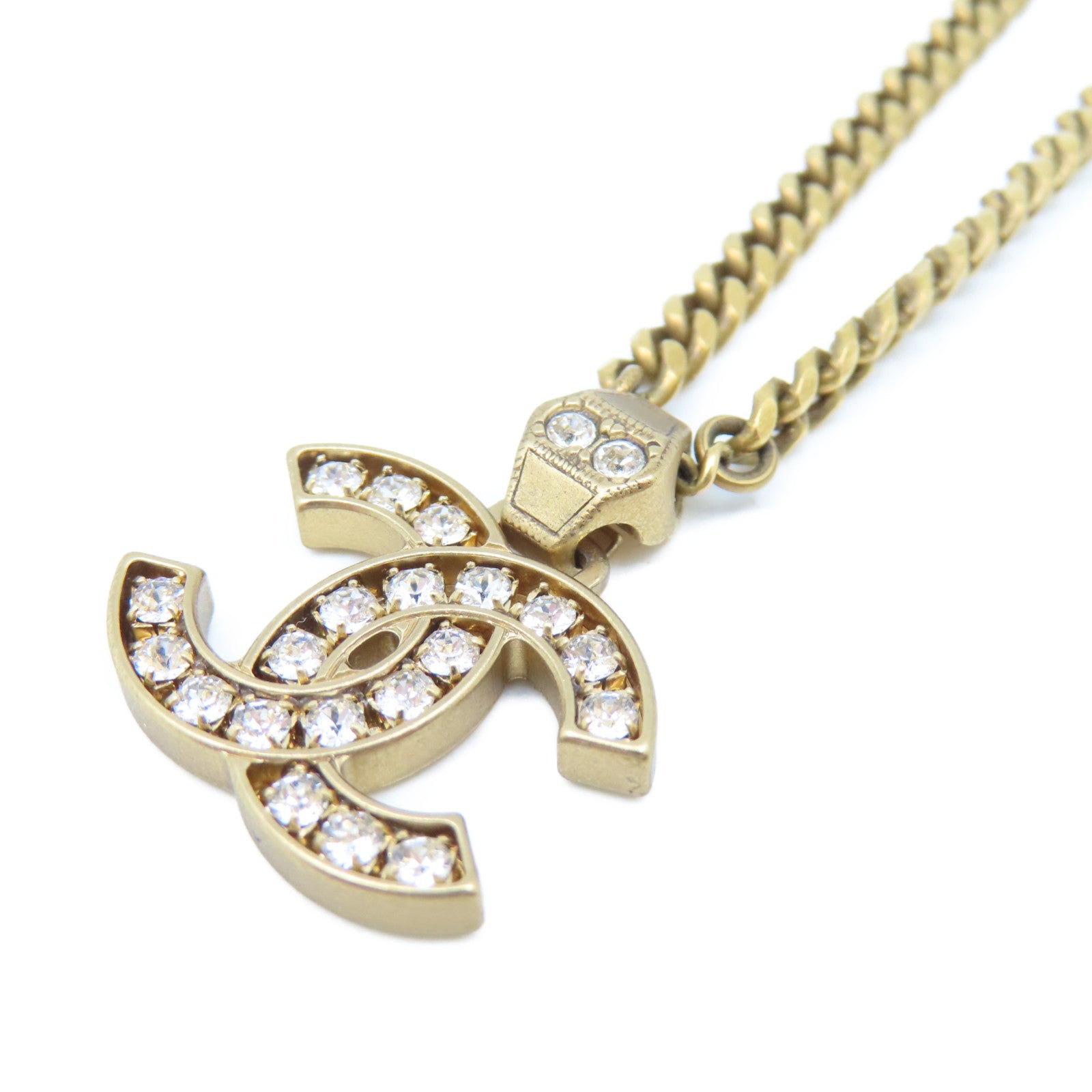 CHANEL 金屬/水晶Necklace項鍊金色#40cm