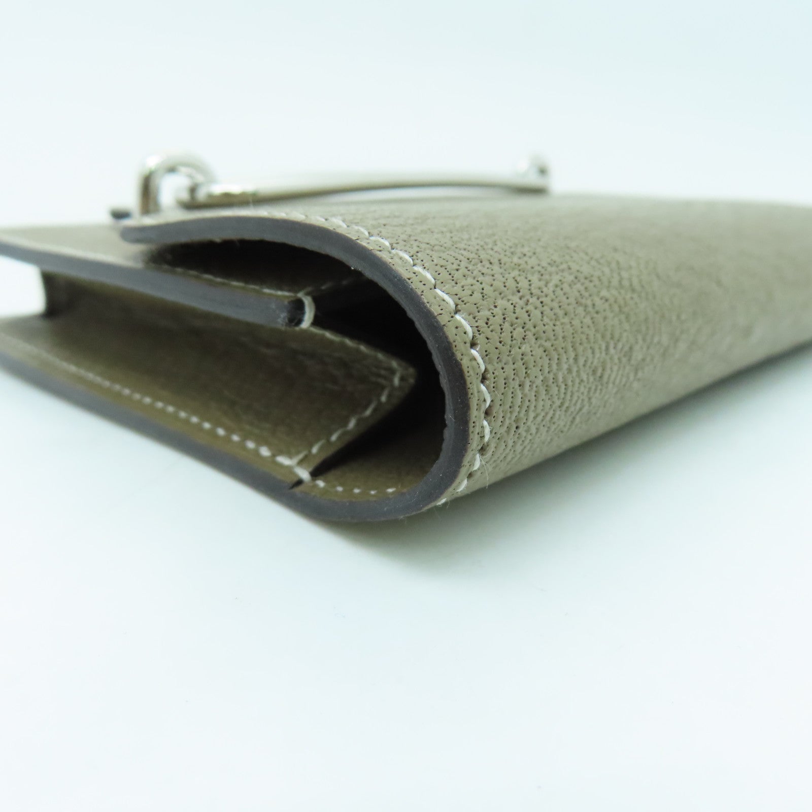 HERMES 【激減優惠】Chevre皮革Roulis Slim銀扣錢包大象灰
