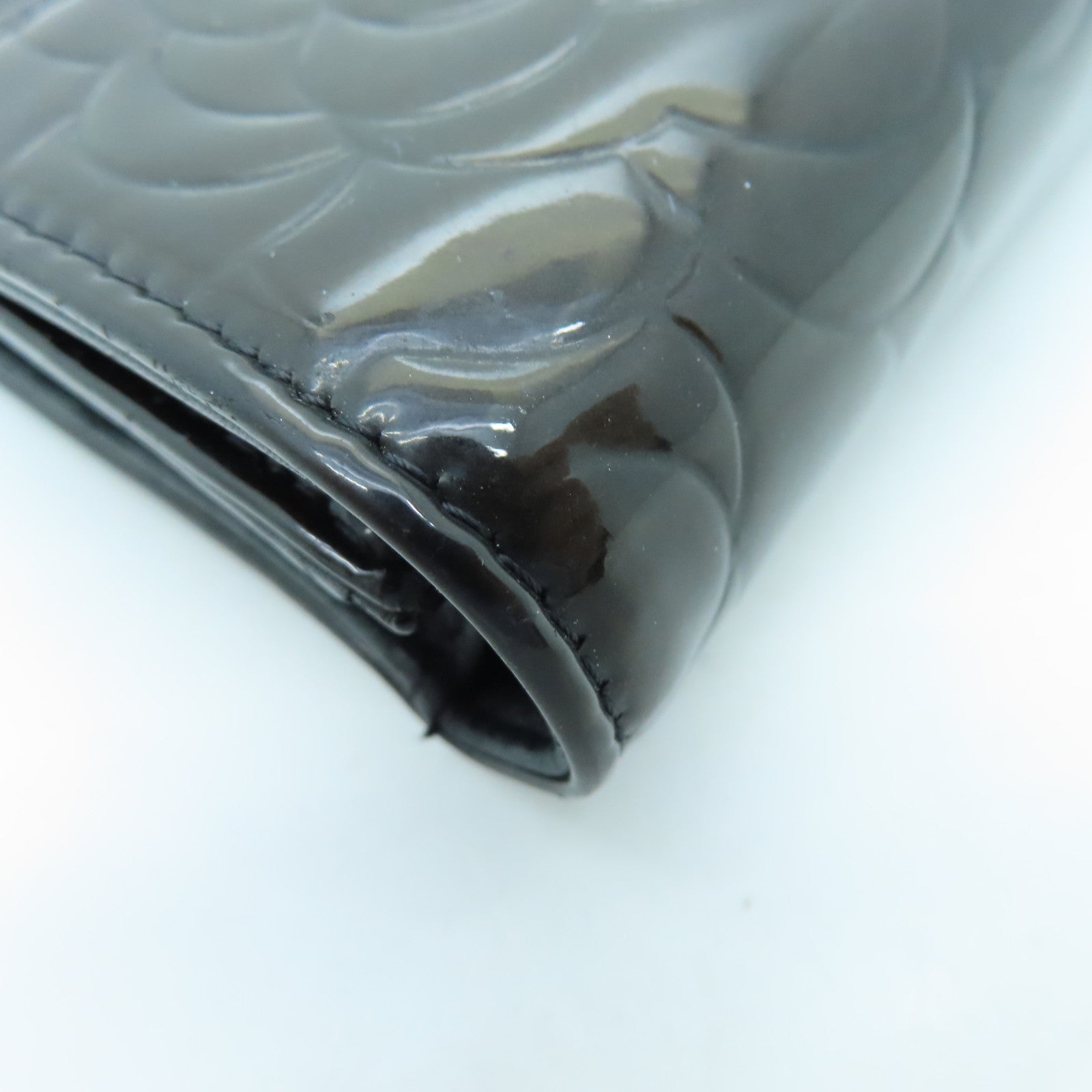 CHANEL 漆皮皮革Long Wallet銀扣長錢包棕色