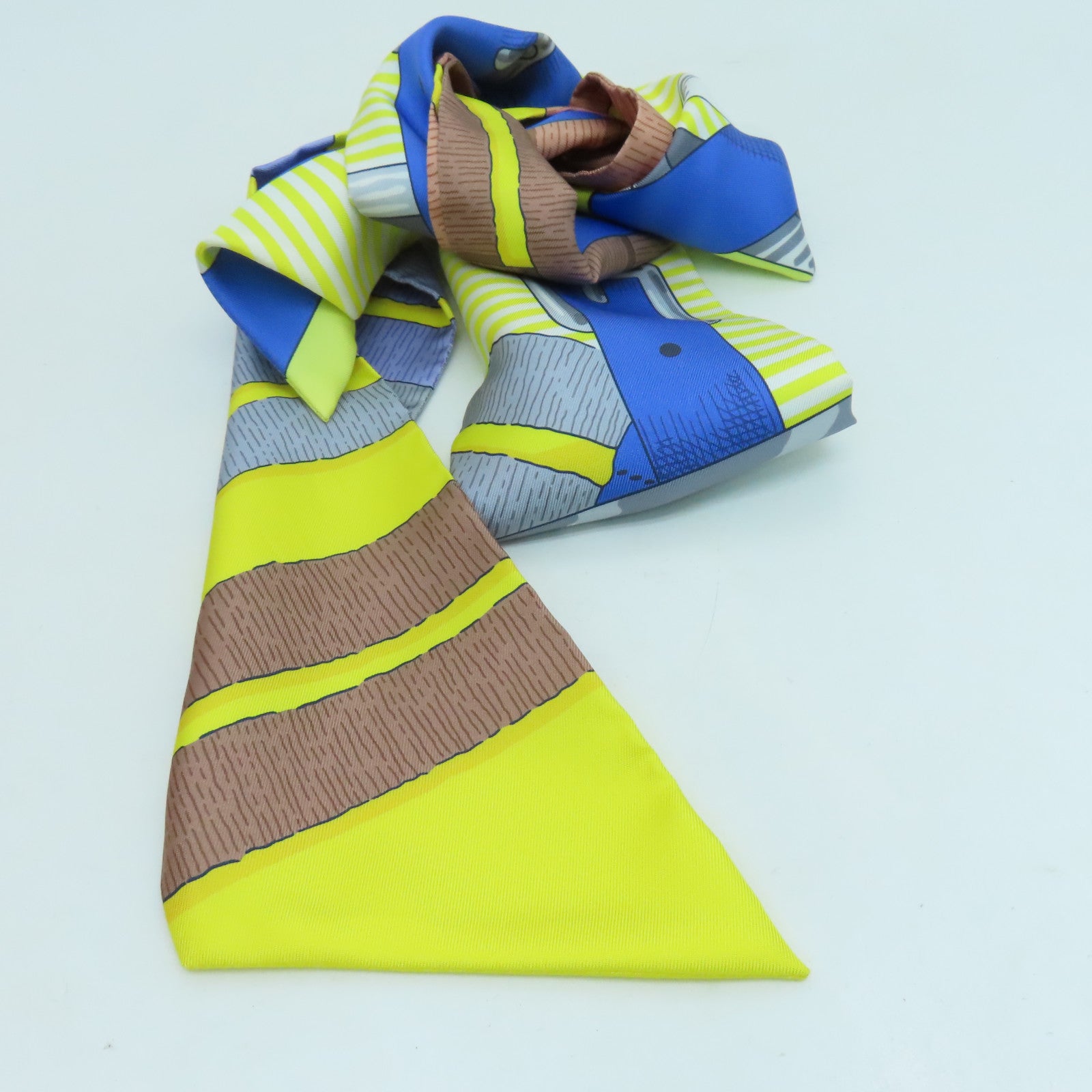 HERMES Silk Maxi Twilly Scarf Yellow Color
