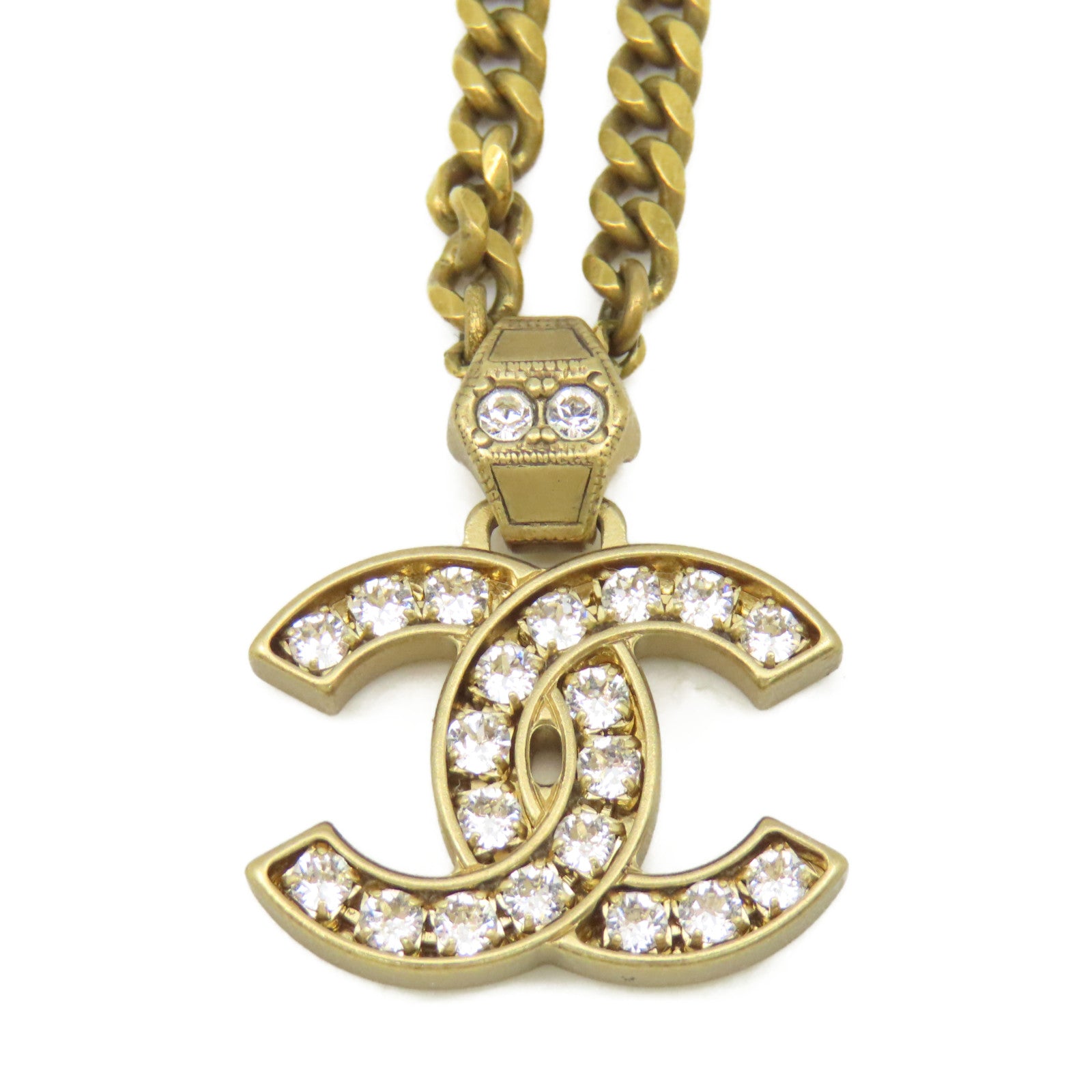 CHANEL 金屬/水晶Necklace項鍊金色#40cm