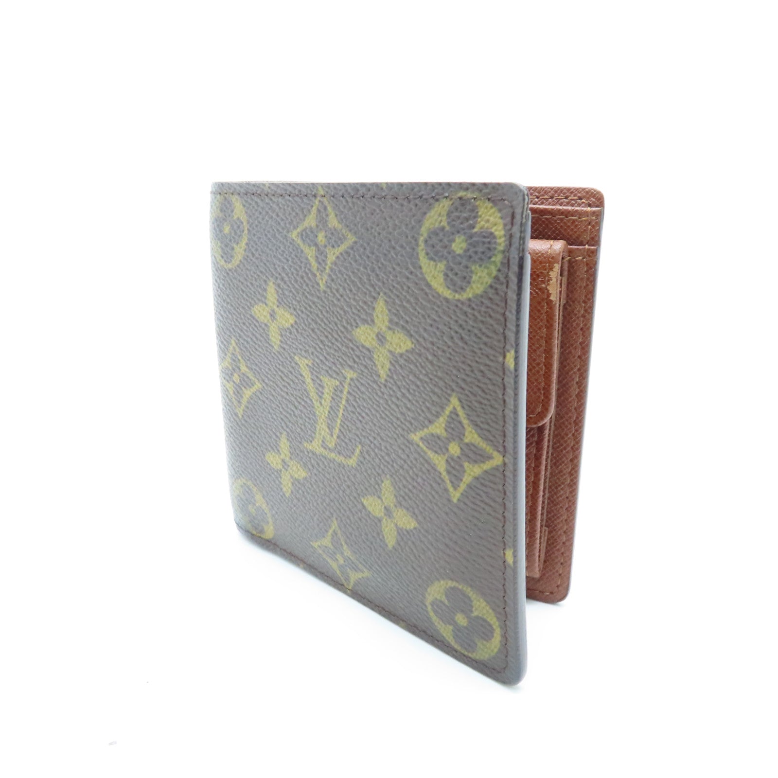 LOUIS VUITTON Monogram Multiple Wallet Gold Buckle Wallet Brown