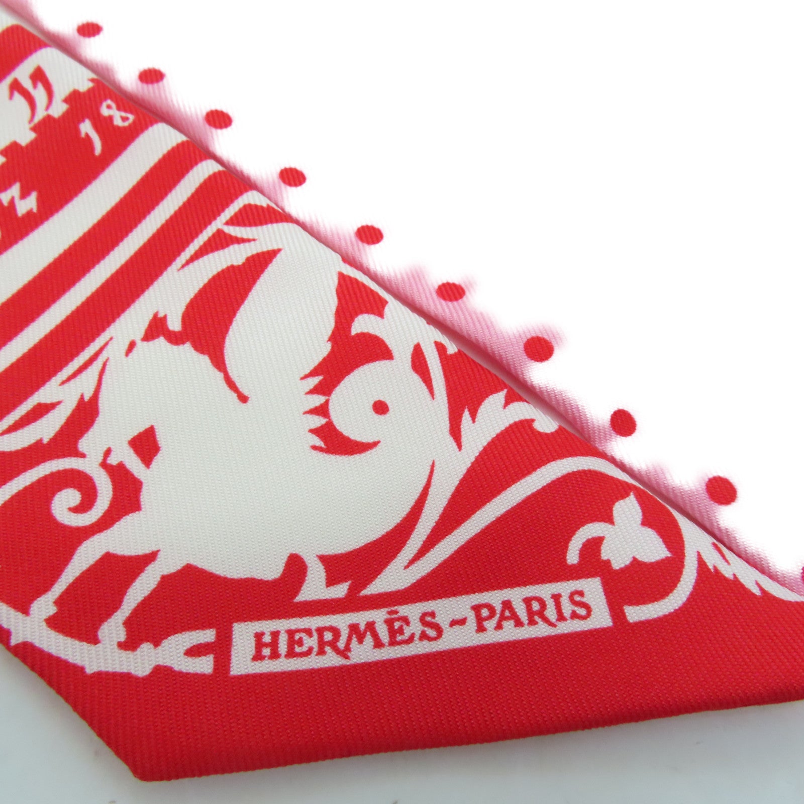 HERMES 絲質Twilly絲巾粉紅色