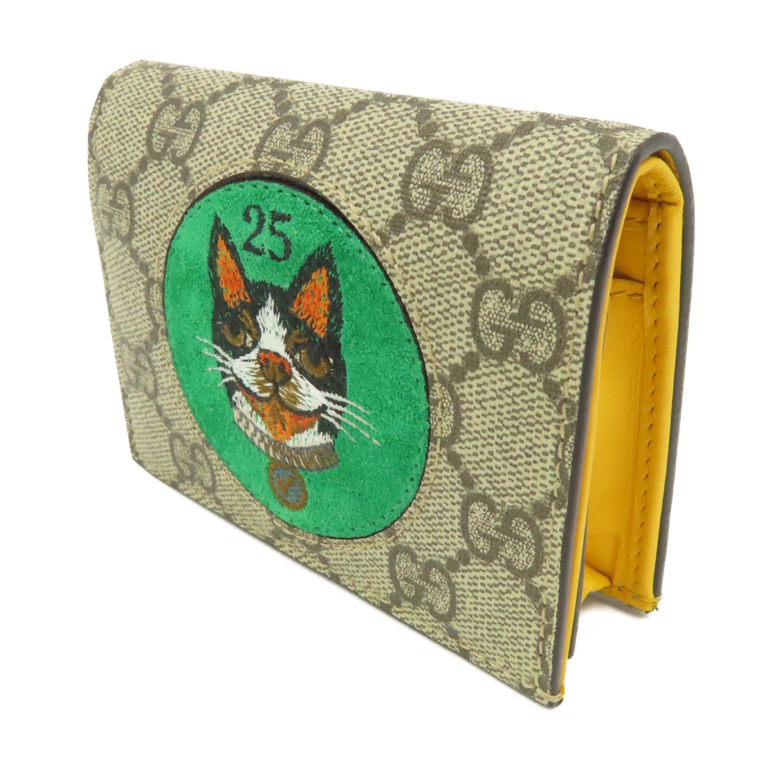 GUCCI 塗層帆布Short Wallet錢包啡色/黃色