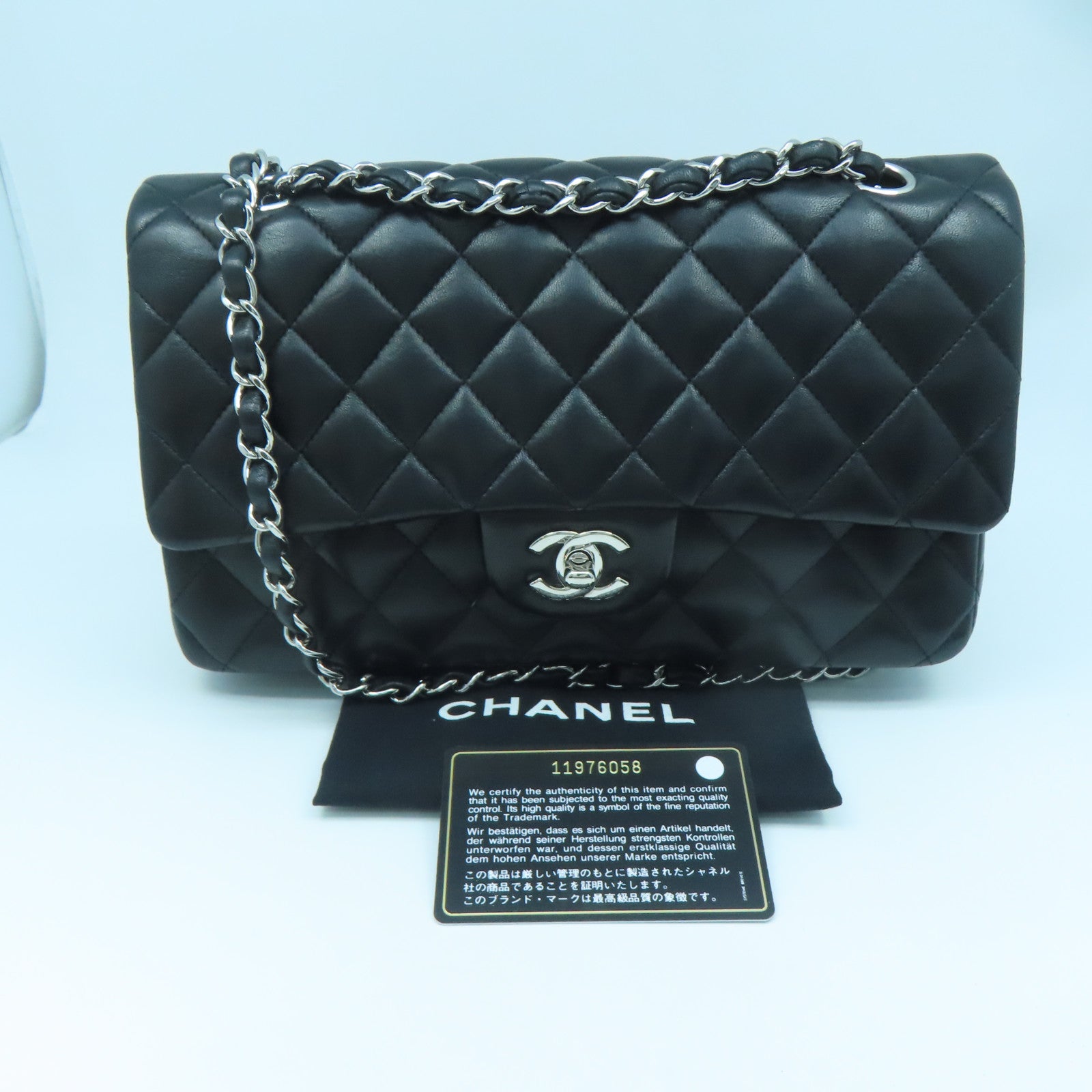 CHANEL 【激減優惠】菱格羊皮皮革Chain Shoulder Bag銀扣鏈帶肩背袋黑色
