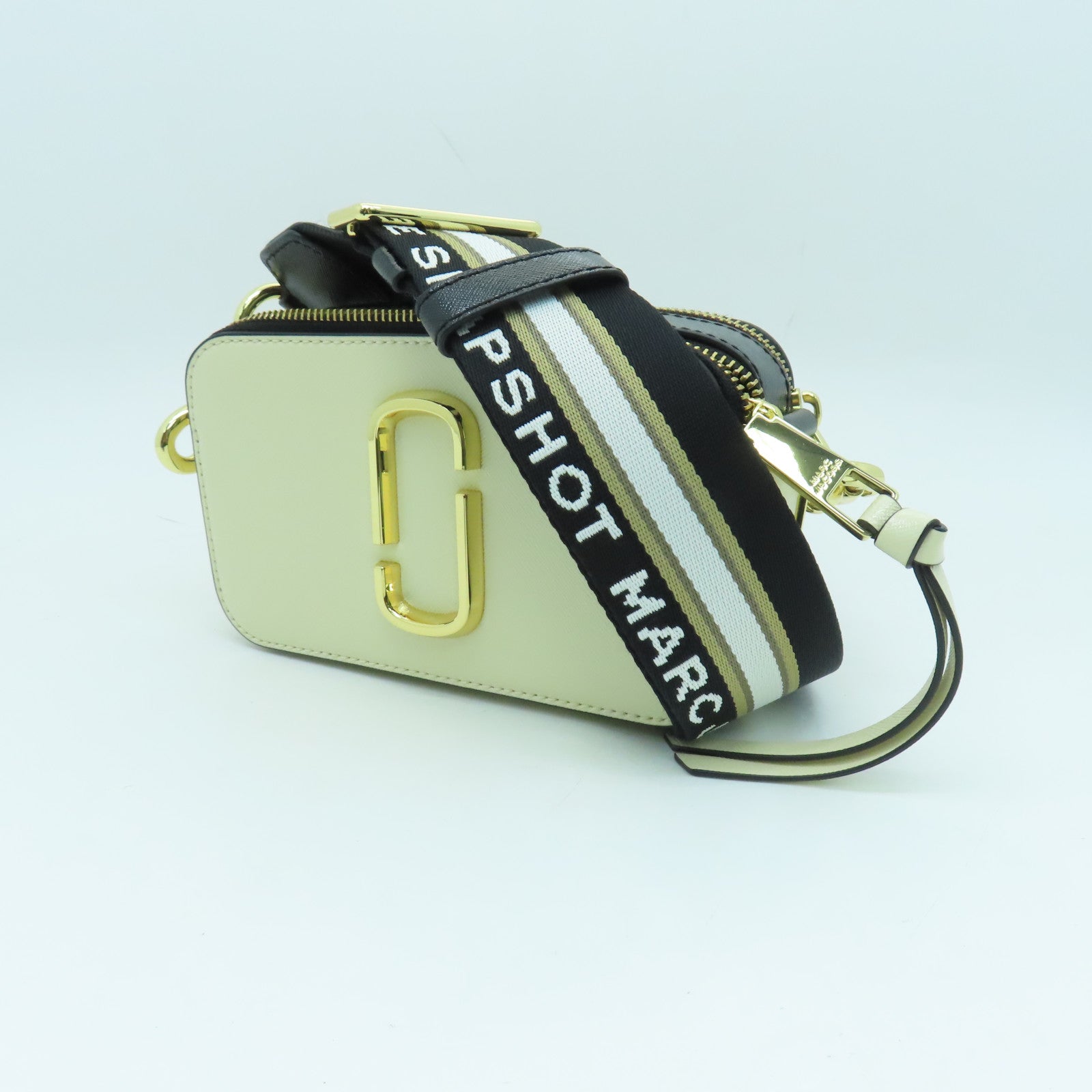 MARC JACOBS PVC Shoulder Bag金扣鏈帶肩背袋米白色/累色
