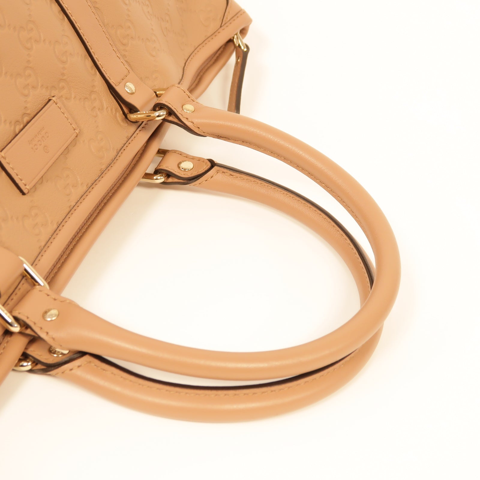 GUCCI 牛皮皮革Tote Bag金扣手挽袋粉紅色