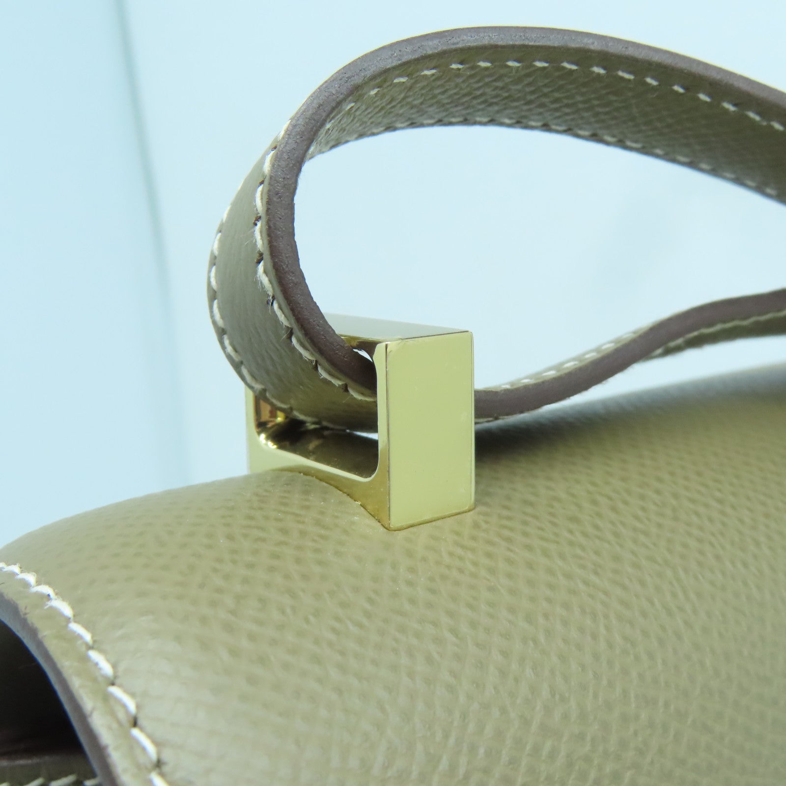 HERMES Epsom皮革Verrou 23金扣肩背袋大象灰色