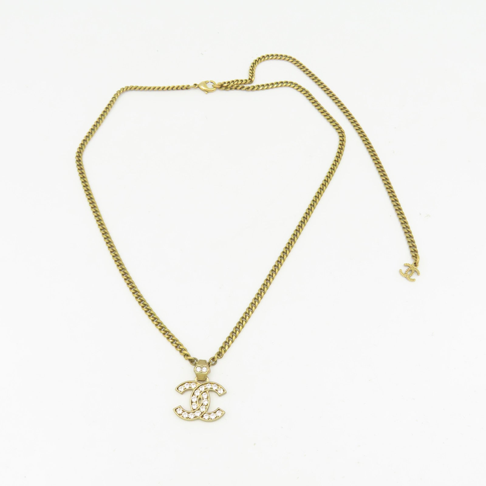 CHANEL 金屬/水晶Necklace項鍊金色#40cm