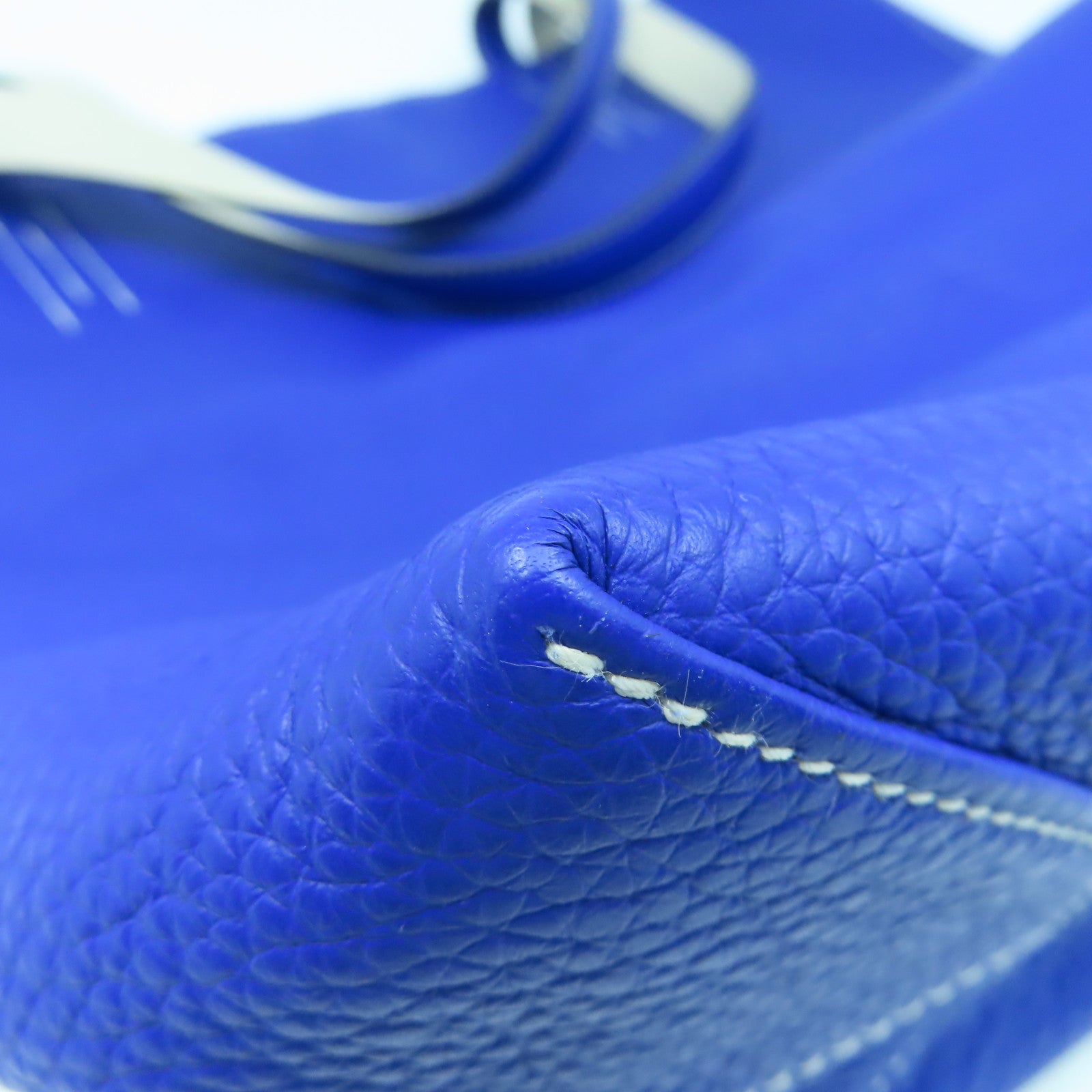 HERMES Clemence皮革Double Sens 45肩背袋Bleu Electrique電光藍/Craie奶昔白