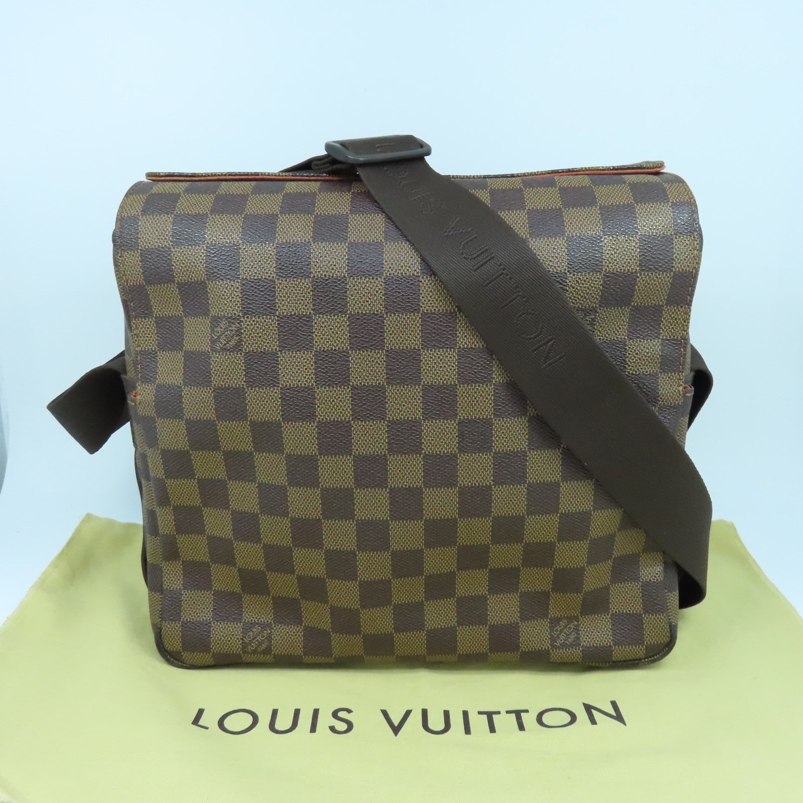 LOUIS VUITTON Damier Naviglio金扣肩背袋啡色