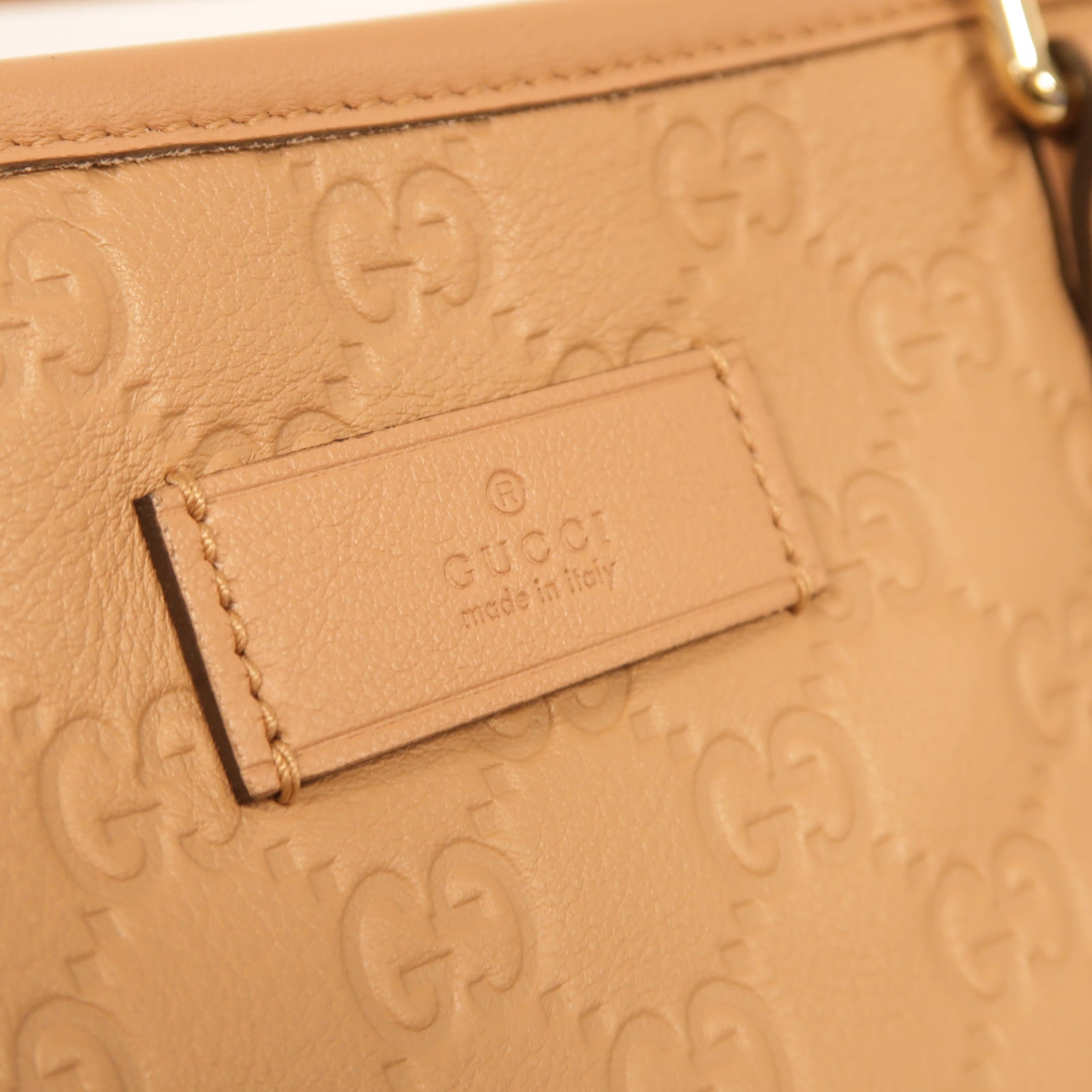 GUCCI 牛皮皮革Tote Bag金扣手挽袋粉紅色