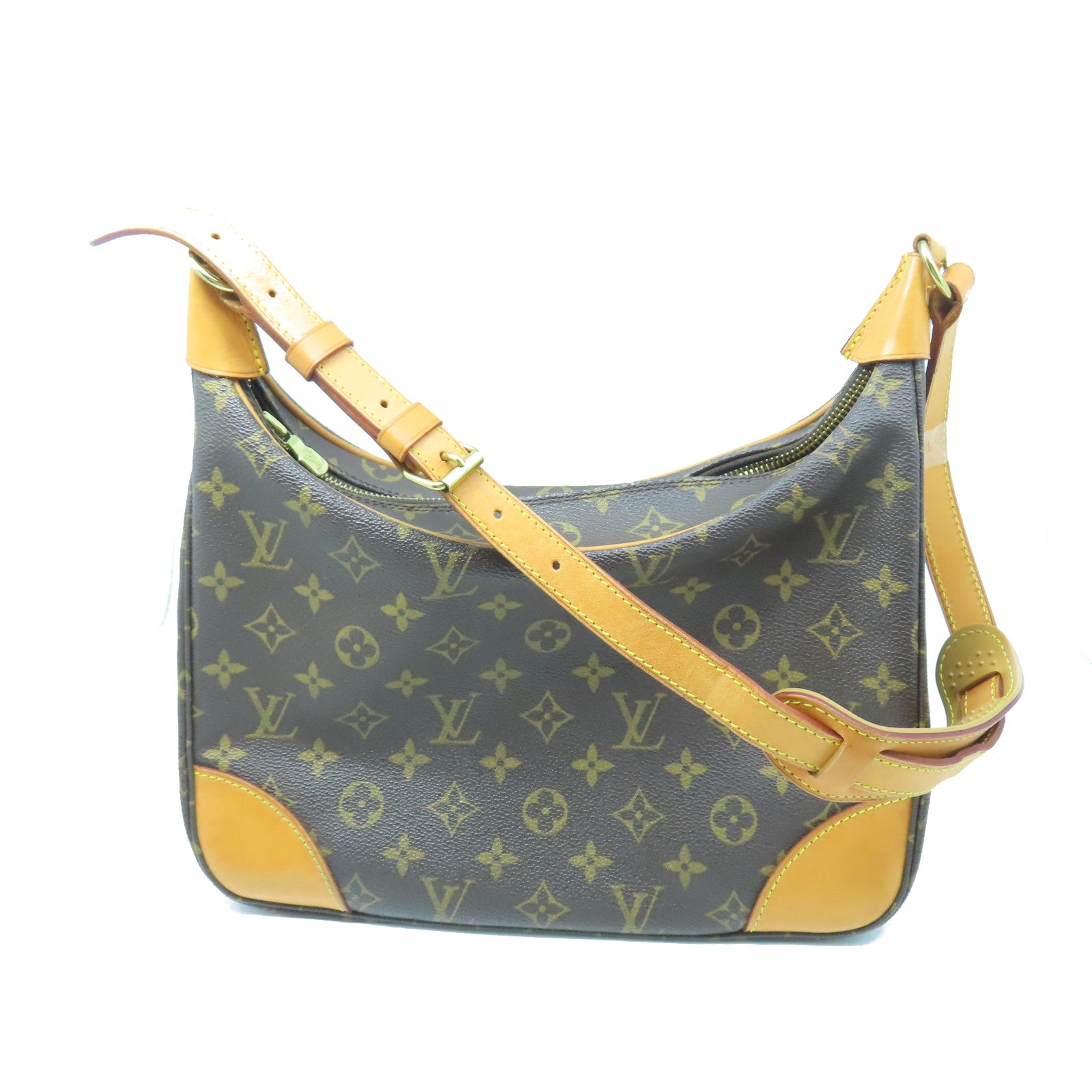 LOUIS VUITTON Monogram Boulogne Gold Buckle Shoulder Bag Brown