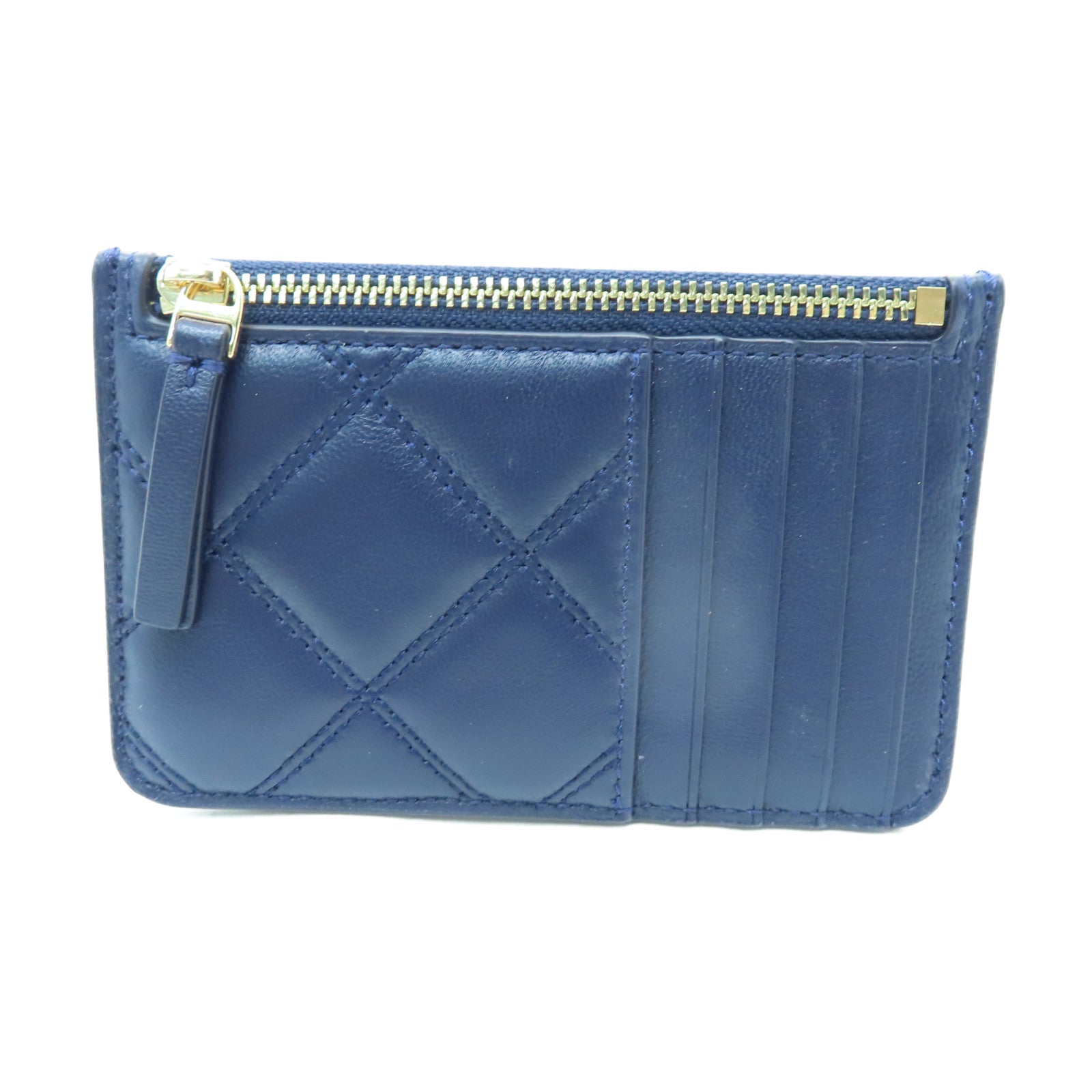 Tory Burch 牛皮皮革Card Case金扣卡片套深藍色
