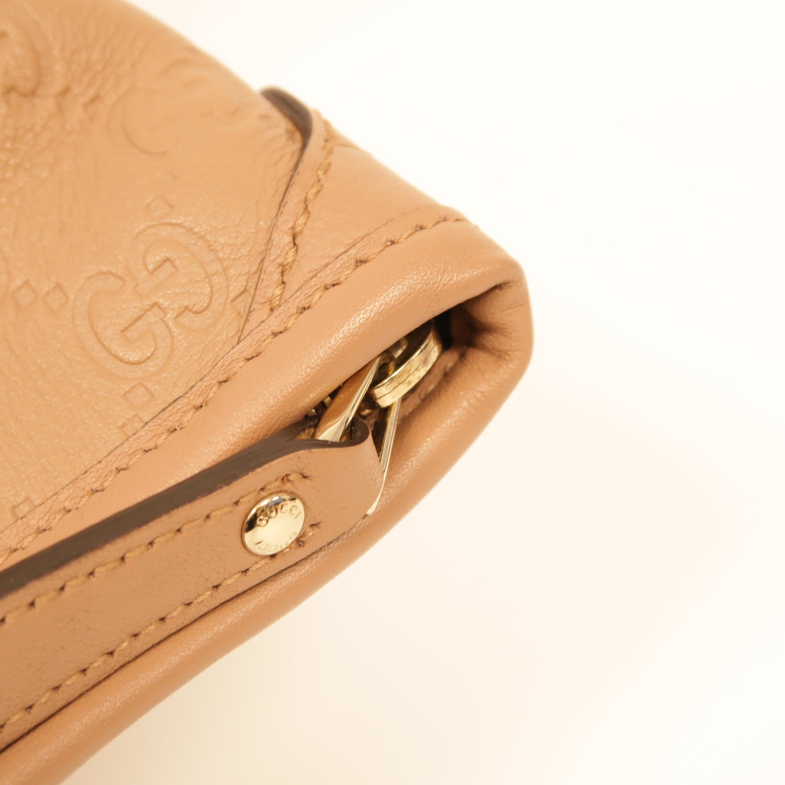 GUCCI 牛皮皮革Tote Bag金扣手挽袋粉紅色