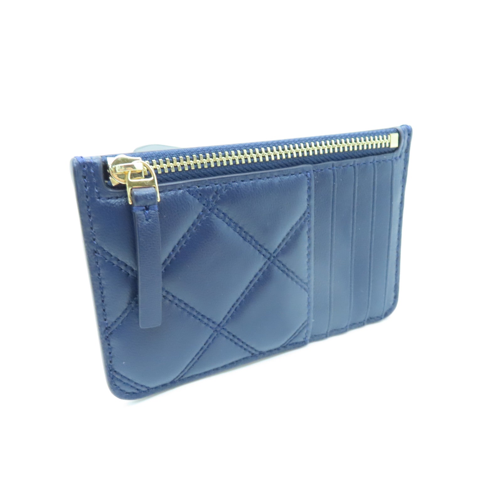 Tory Burch 牛皮皮革Card Case金扣卡片套深藍色