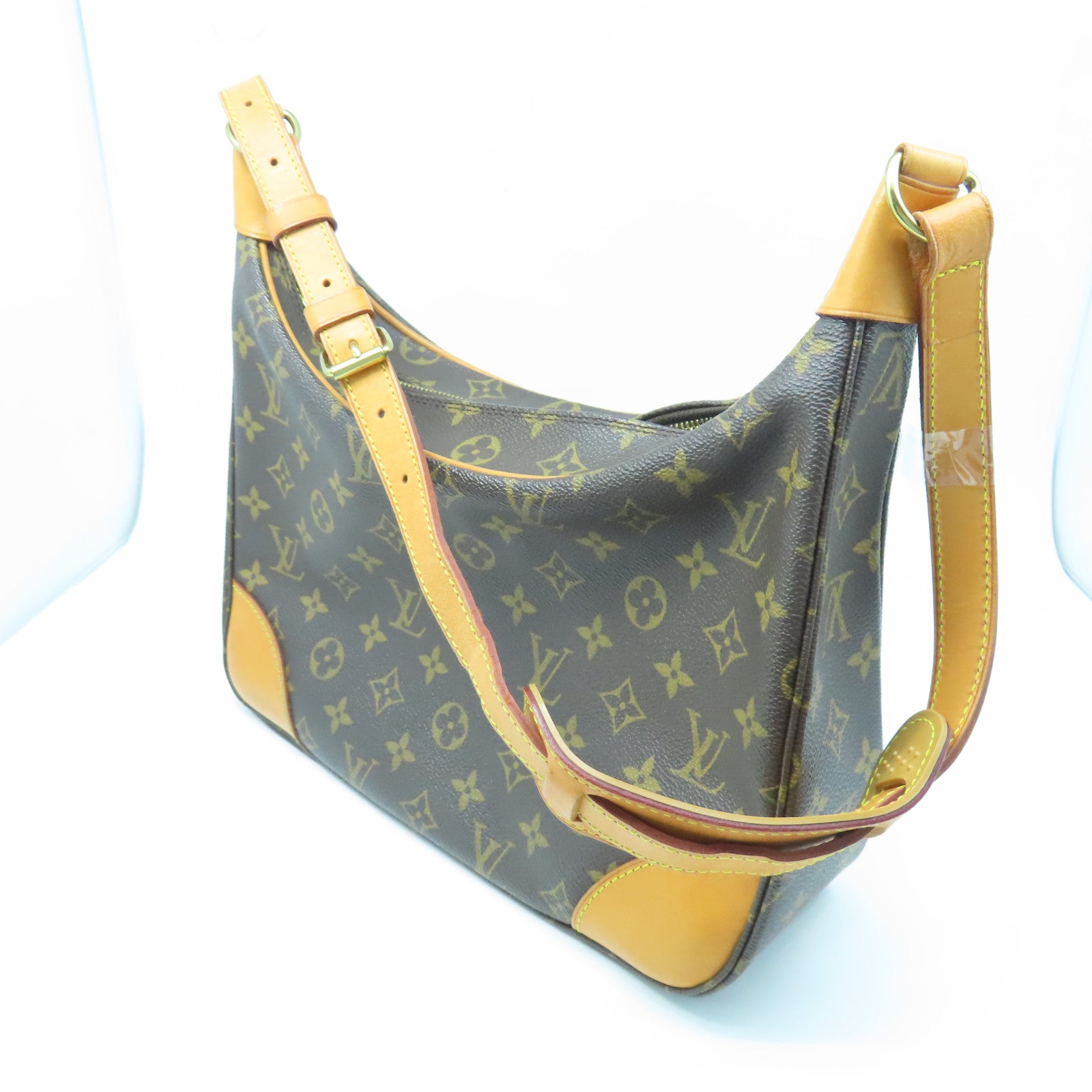 LOUIS VUITTON Monogram Boulogne Gold Buckle Shoulder Bag Brown