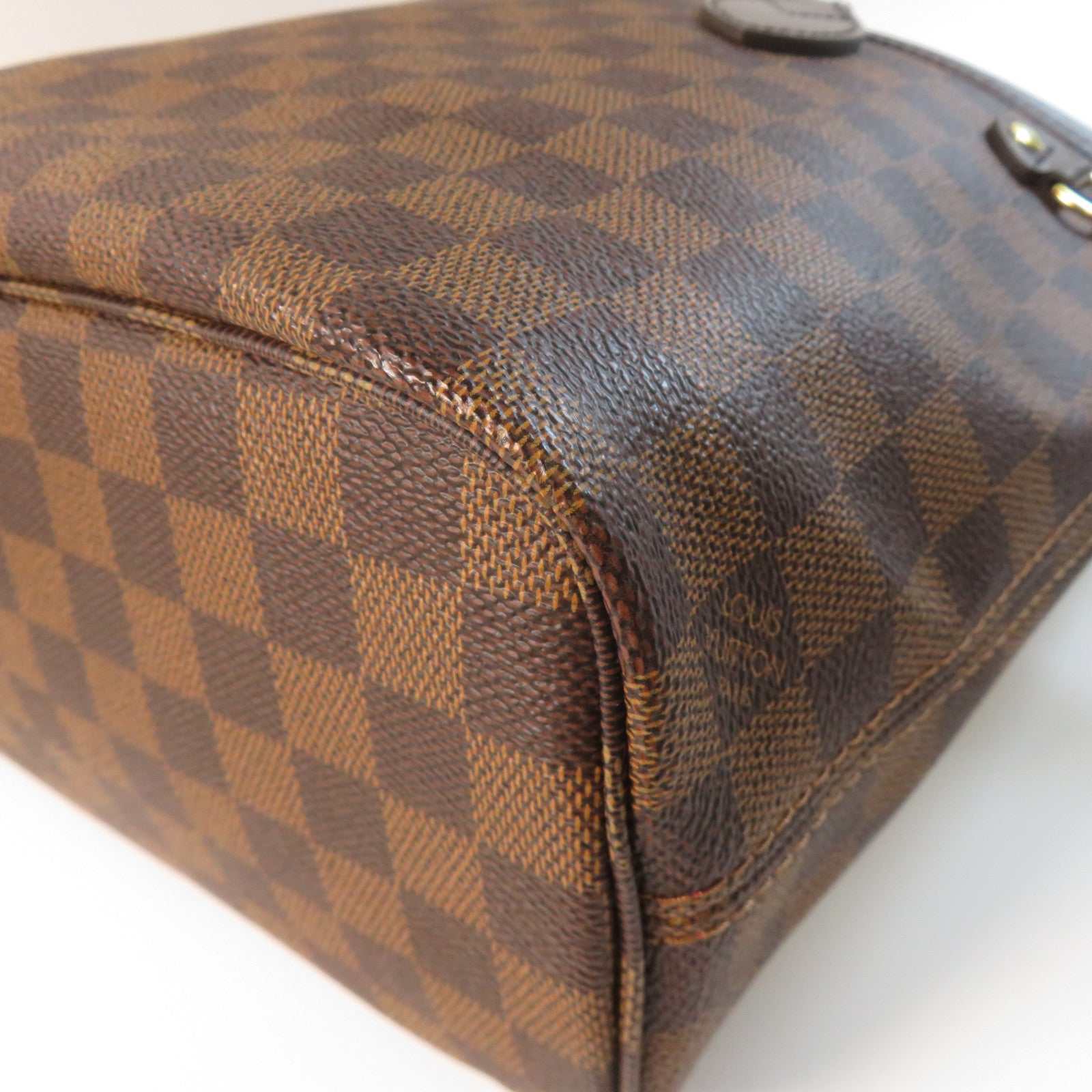 LOUIS VUITTON Damier Ebene Neverfull PM金扣手挽袋啡色