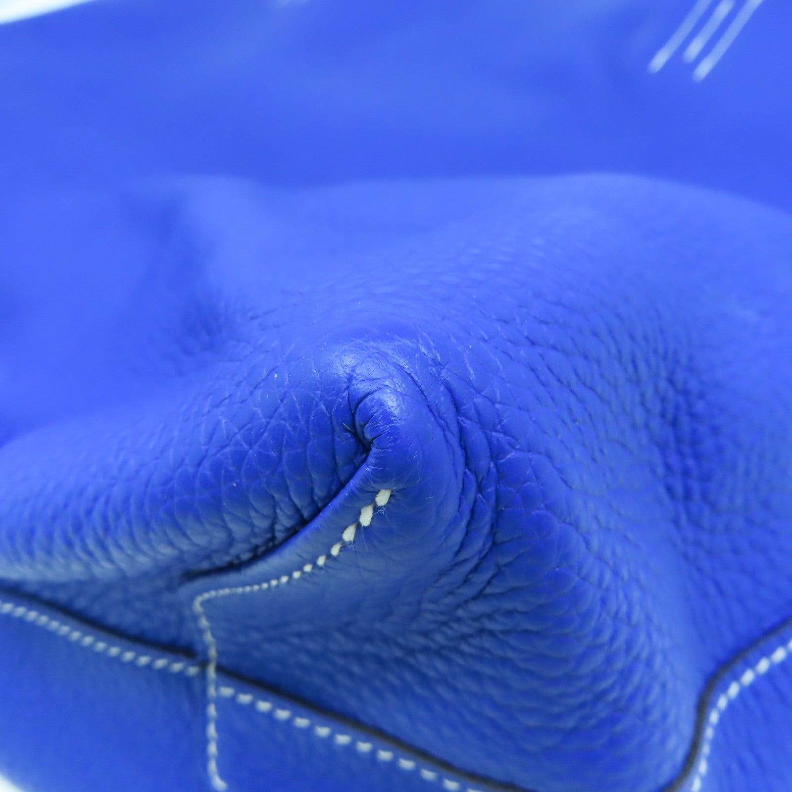 HERMES Clemence皮革Double Sens 45肩背袋Bleu Electrique電光藍/Craie奶昔白