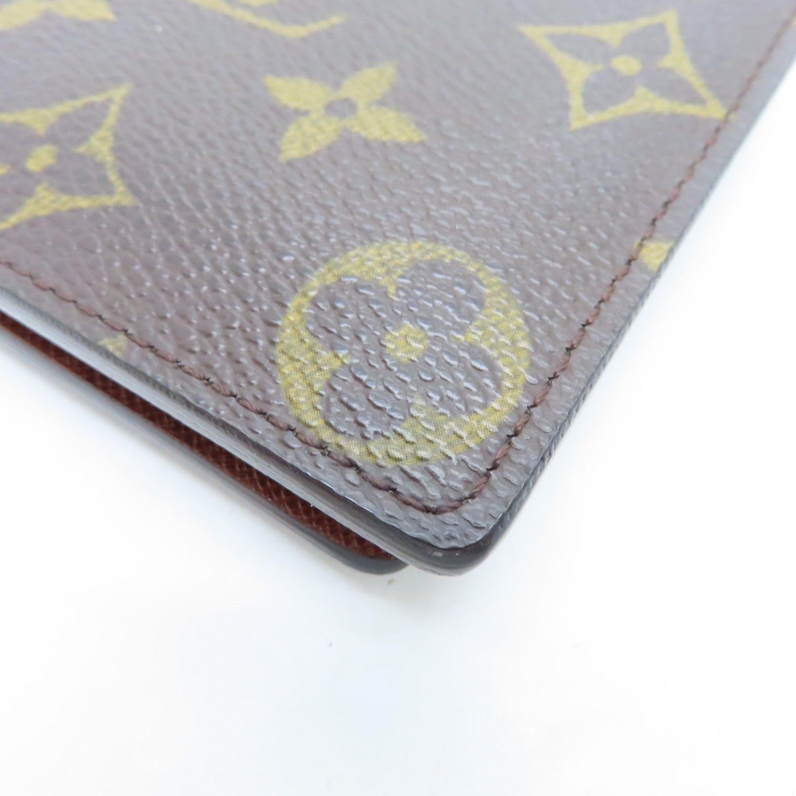 LOUIS VUITTON Monogram Multiple Wallet Gold Buckle Wallet Brown