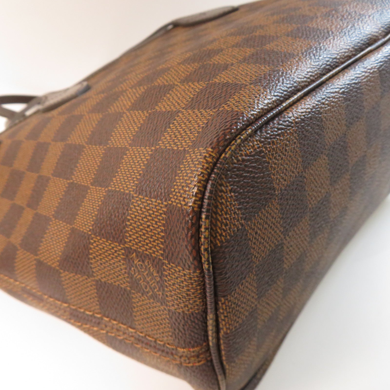 LOUIS VUITTON Damier Ebene Neverfull PM金扣手挽袋啡色
