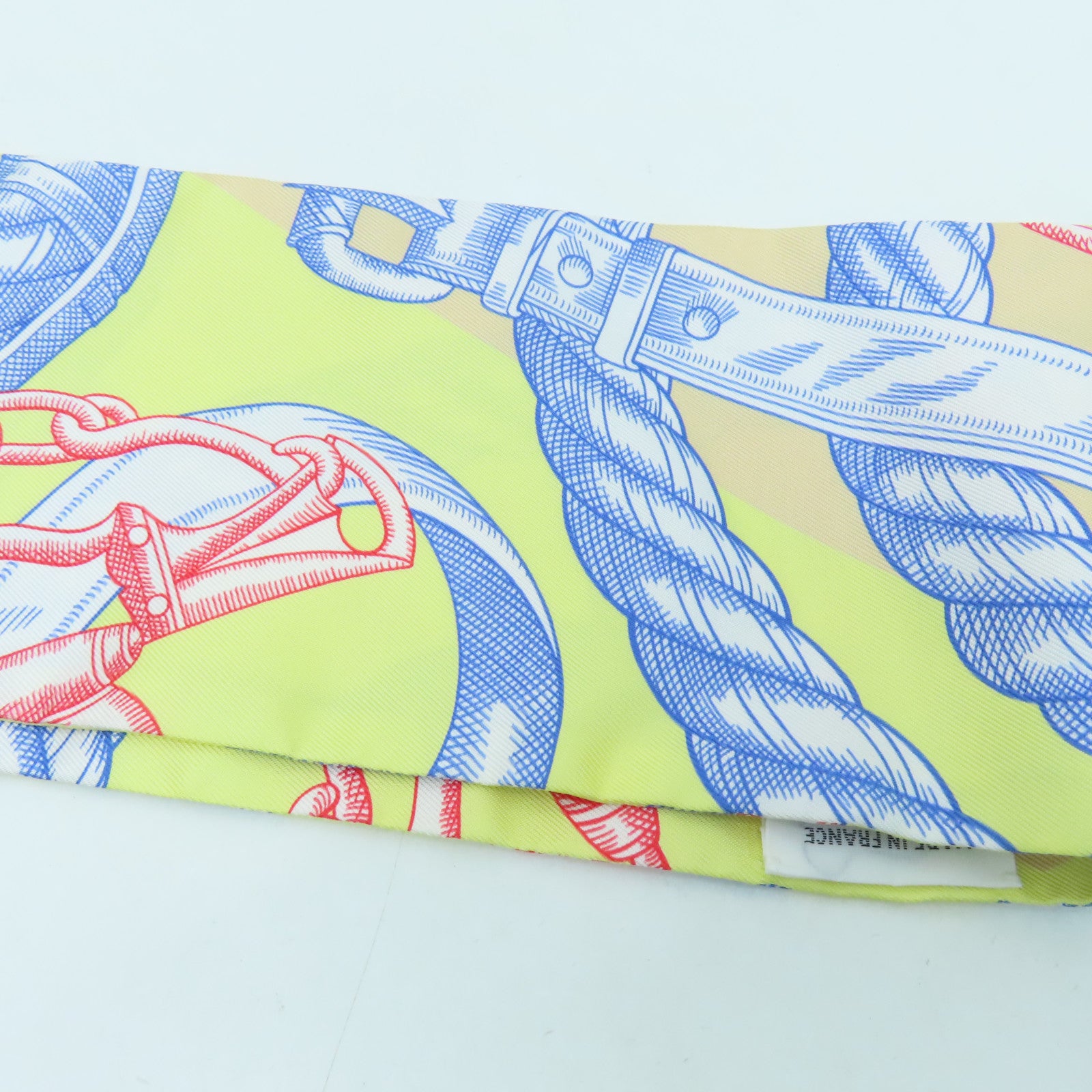 HERMES 絲質Maxi Twilly絲巾黃色彩色