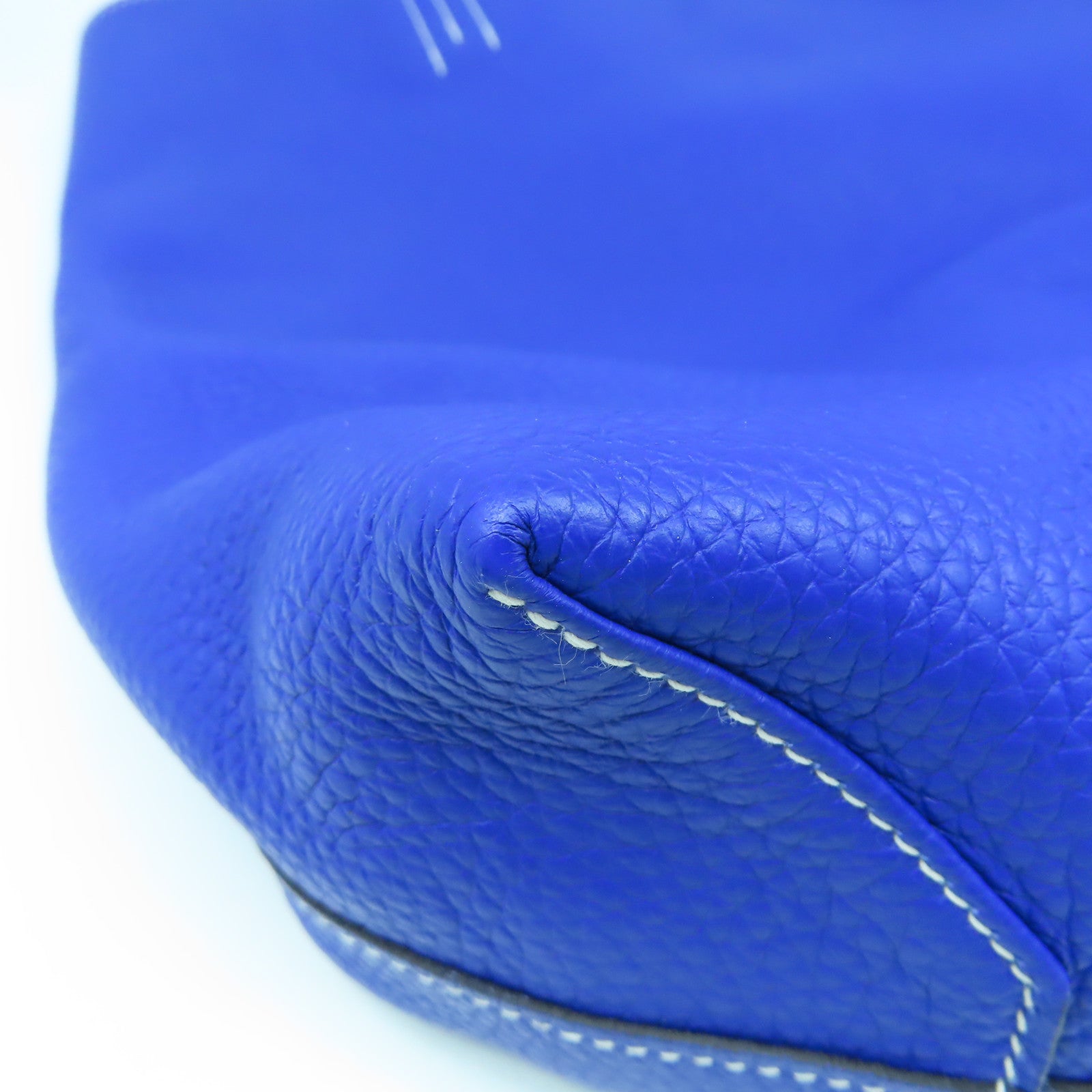 HERMES Clemence皮革Double Sens 45肩背袋Bleu Electrique電光藍/Craie奶昔白