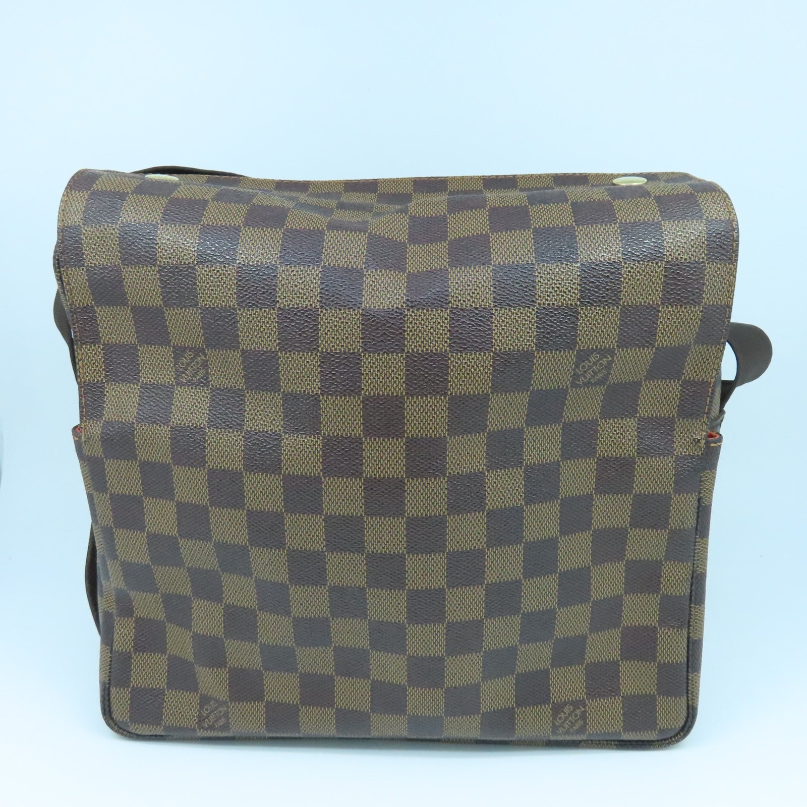 LOUIS VUITTON Damier Naviglio Gold Buckle Shoulder Bag Brown