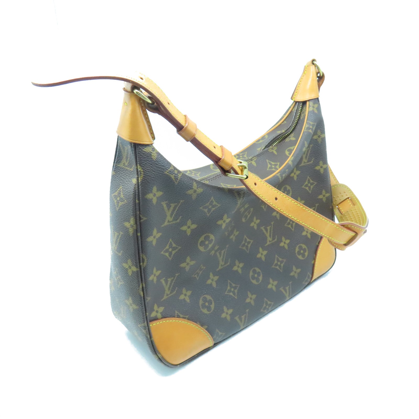 LOUIS VUITTON Monogram Boulogne Gold Buckle Shoulder Bag Brown
