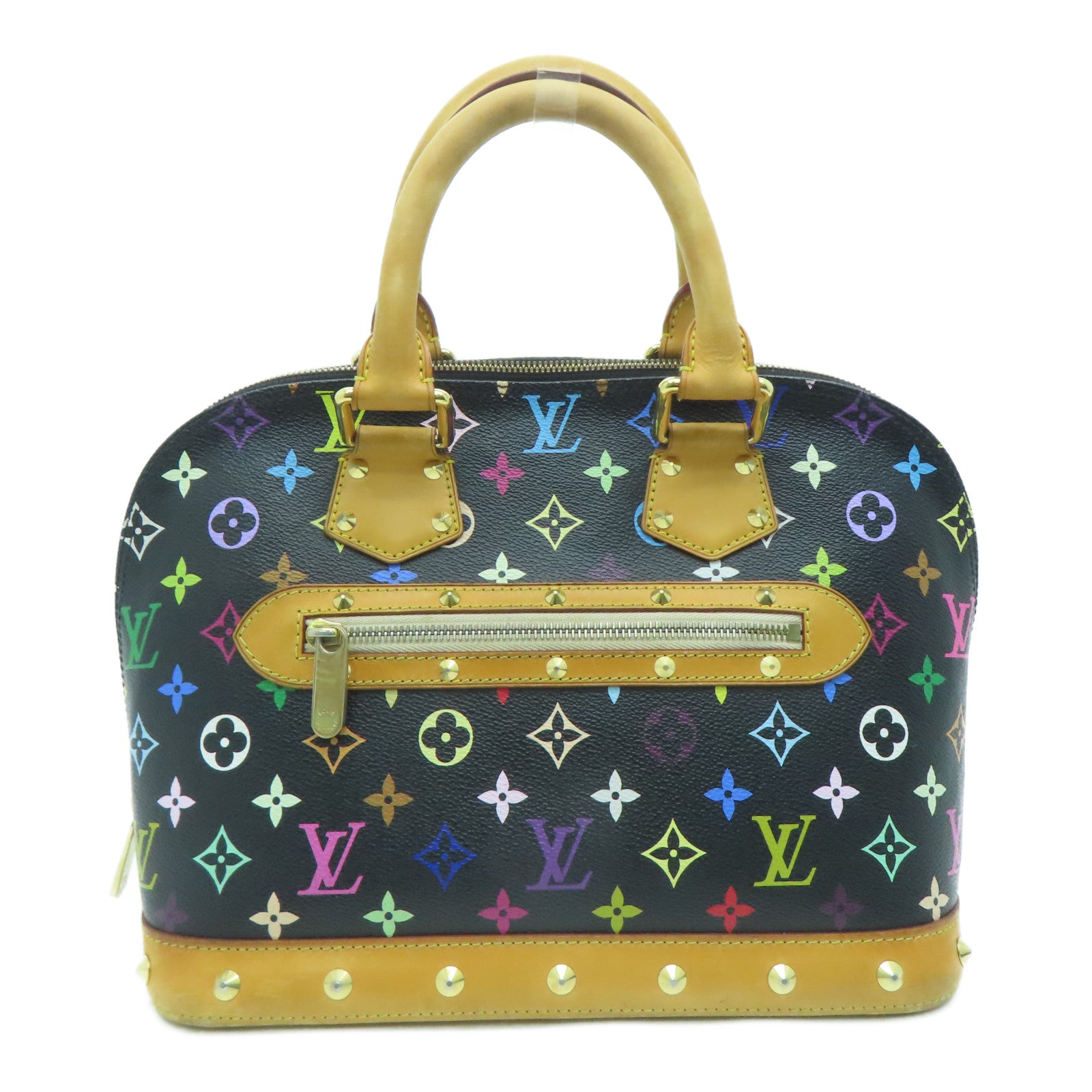 LOUIS VUITTON Monogram Multicolore Alma PM金扣手挽袋黑色彩色