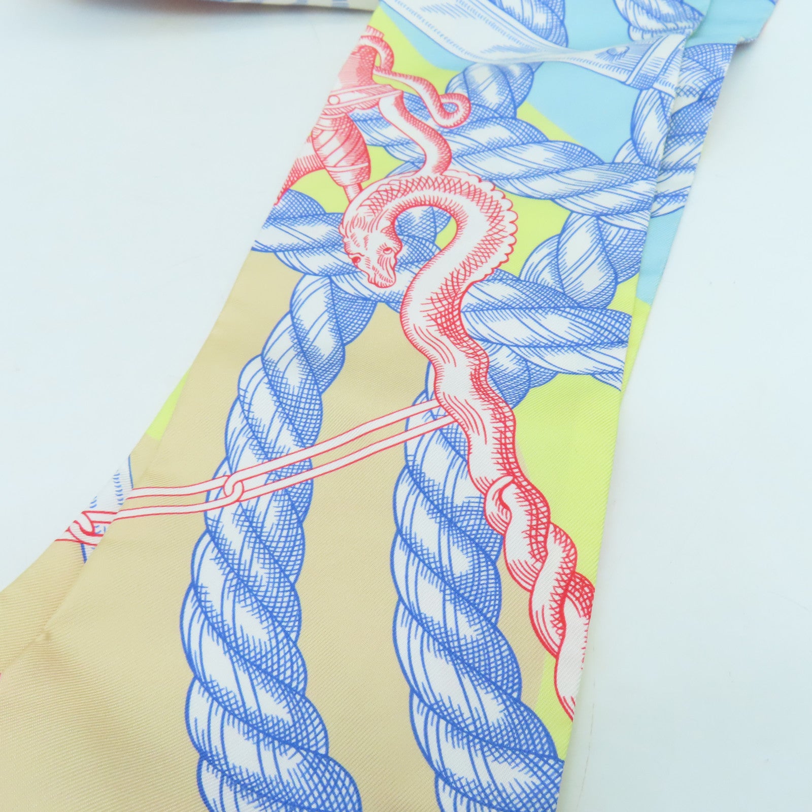 HERMES 絲質Maxi Twilly絲巾黃色彩色