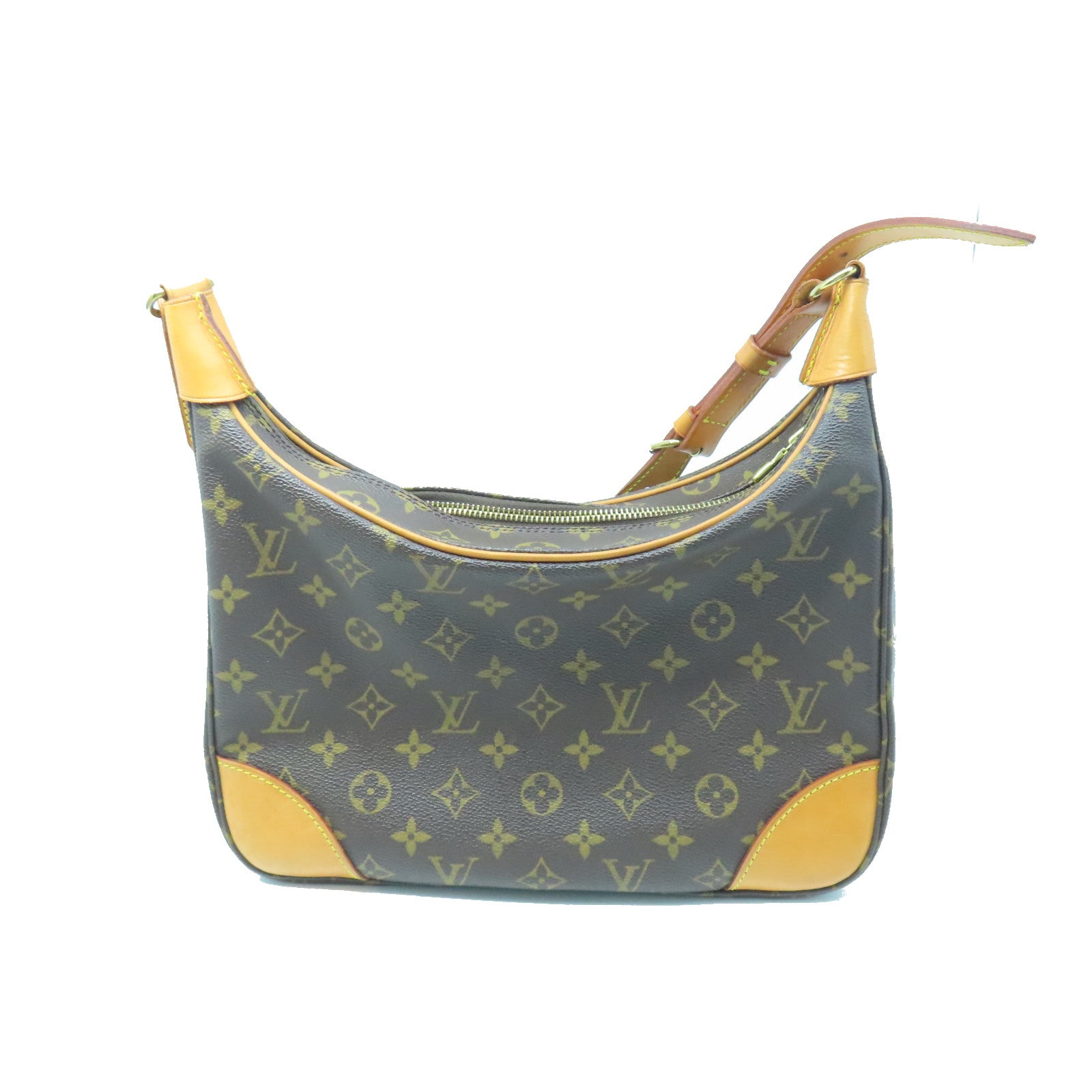 LOUIS VUITTON Monogram Boulogne Gold Buckle Shoulder Bag Brown