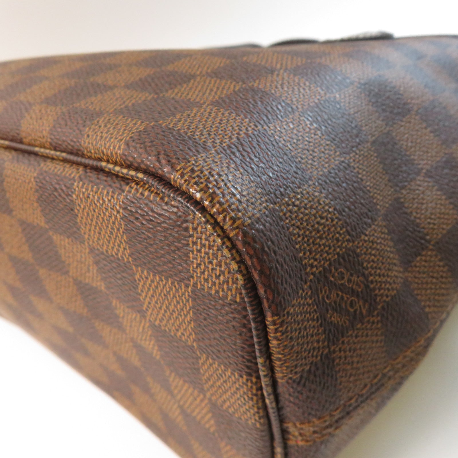LOUIS VUITTON Damier Ebene Neverfull PM金扣手挽袋啡色